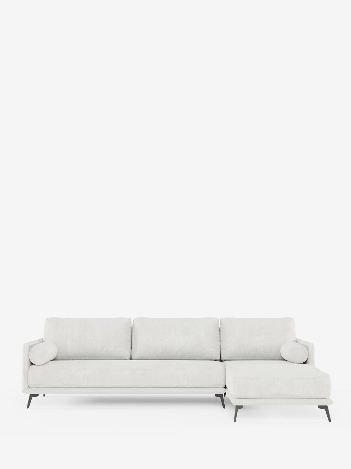 Basalto canapé d'angle moderne avec méridienne et base en métal - dossiers en plumes et tissu détachable T31