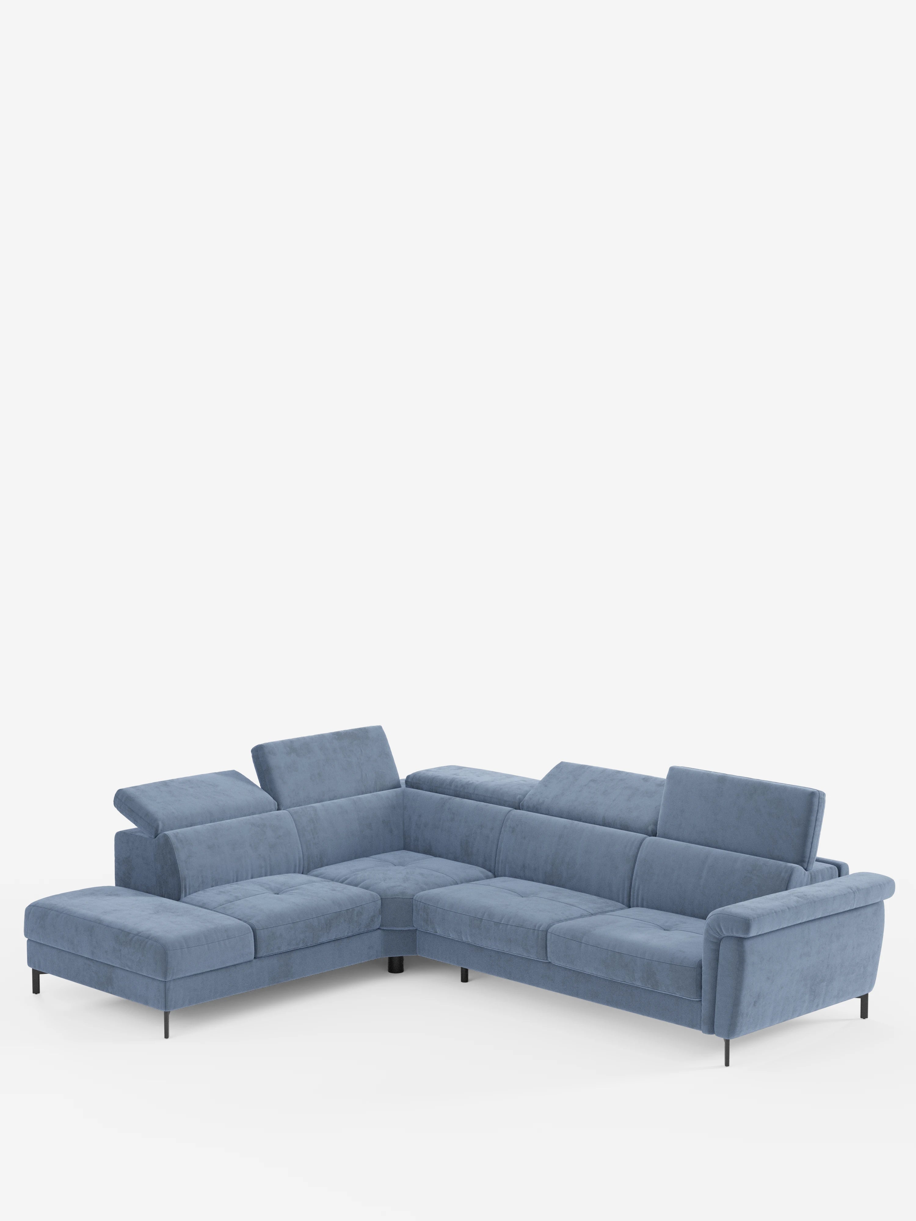 Capri canapé d'angle convertible avec Têtières Réglables et Matelas haute performance en Tissu Effet Velours Détachable T30