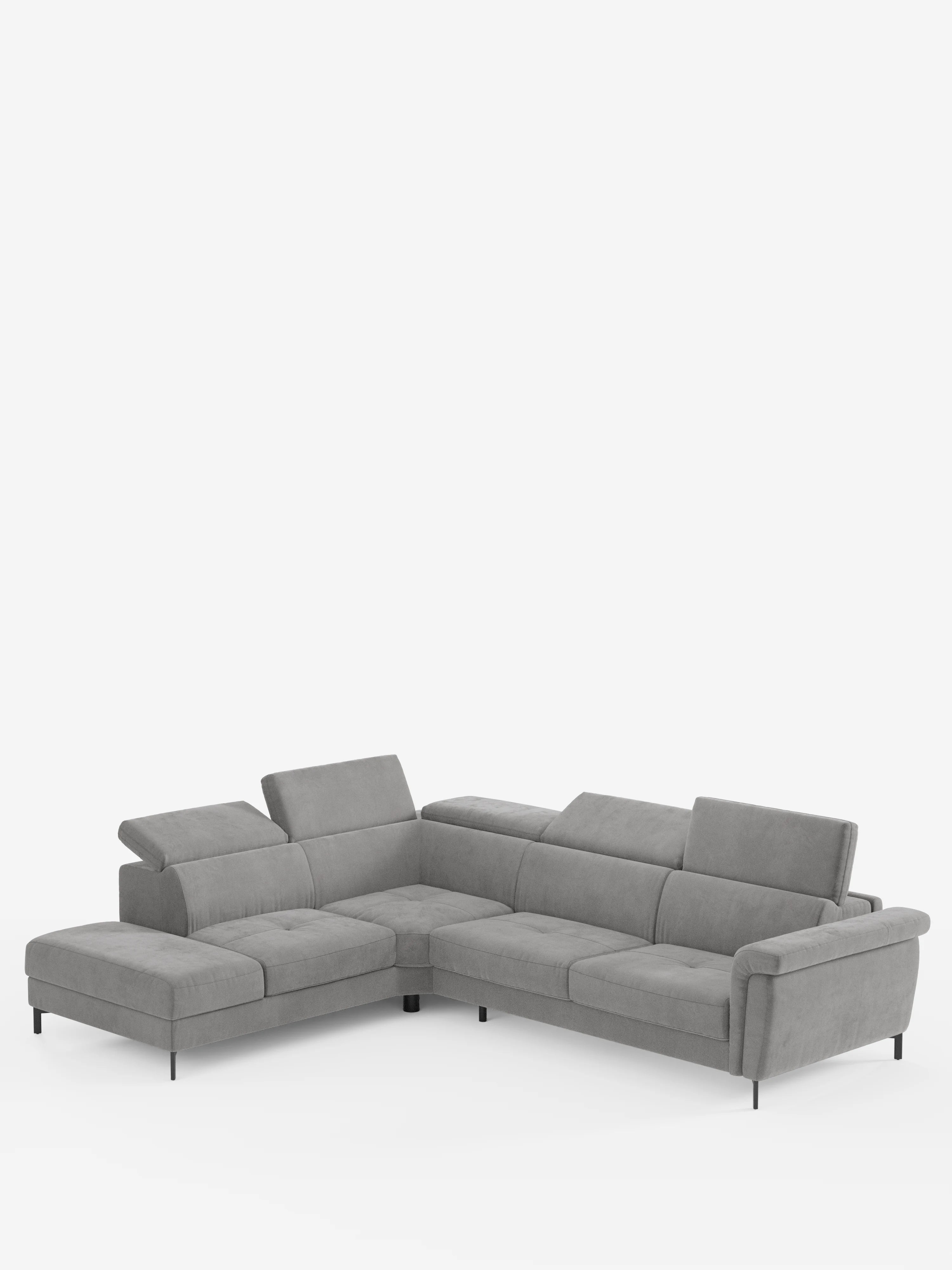 Capri canapé d'angle convertible avec Têtières Réglables et Matelas haute performance en Tissu Effet Velours Détachable T30