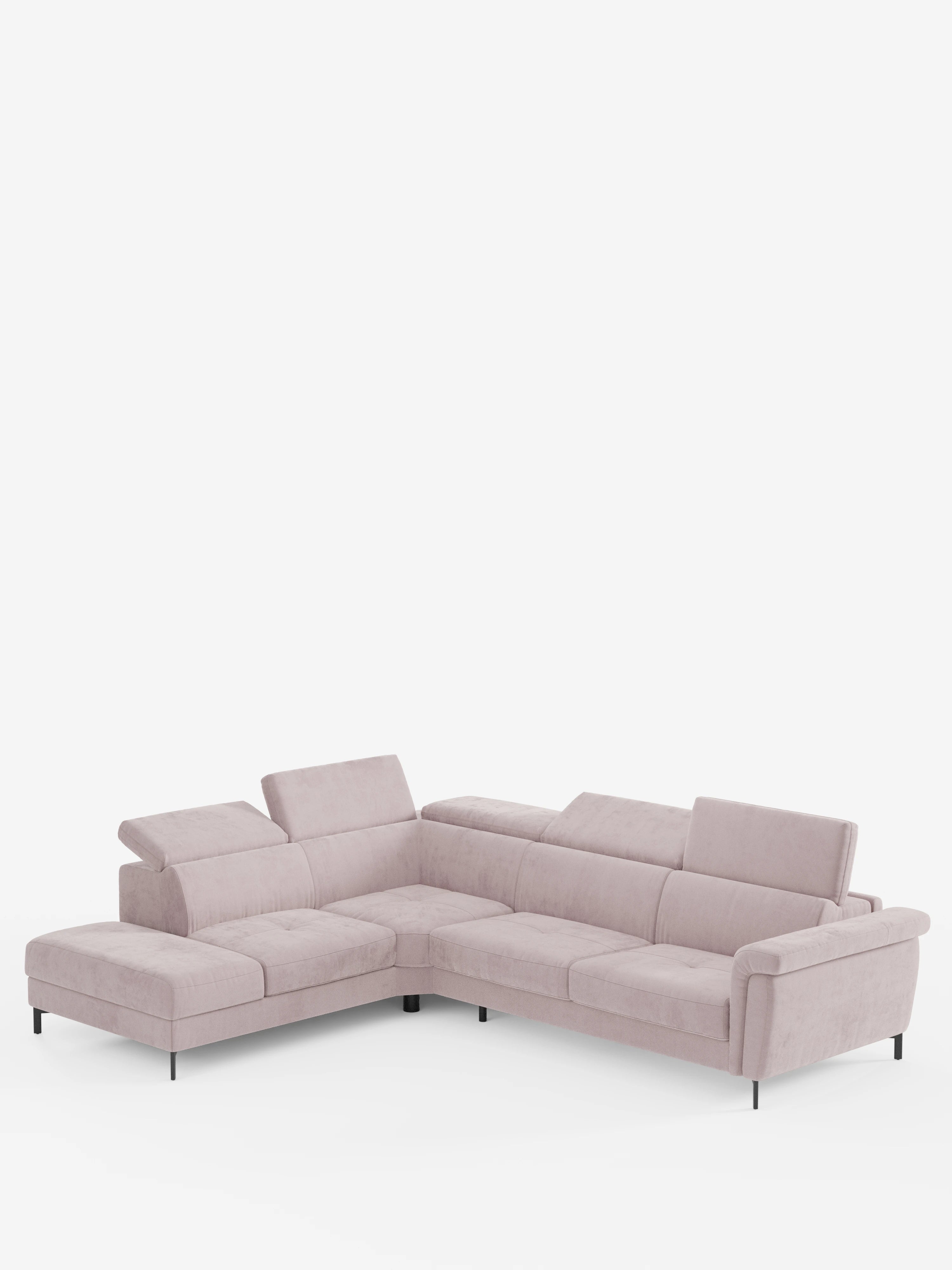 Capri canapé d'angle convertible avec Têtières Réglables et Matelas haute performance en Tissu Effet Velours Détachable T30