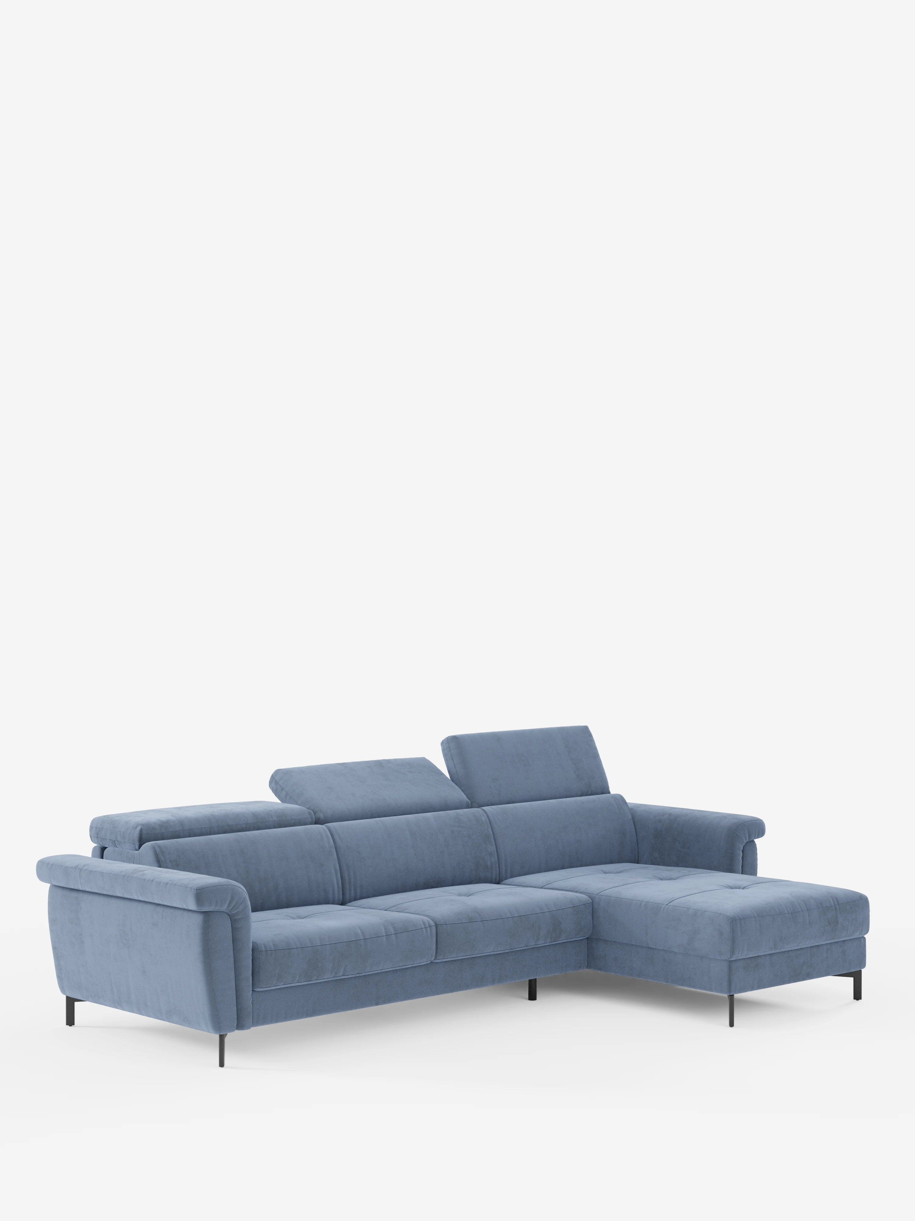 Capri canapé convertible avec méridienne coffre et têtières réglables - Tissu Effet Velours Détachable T30