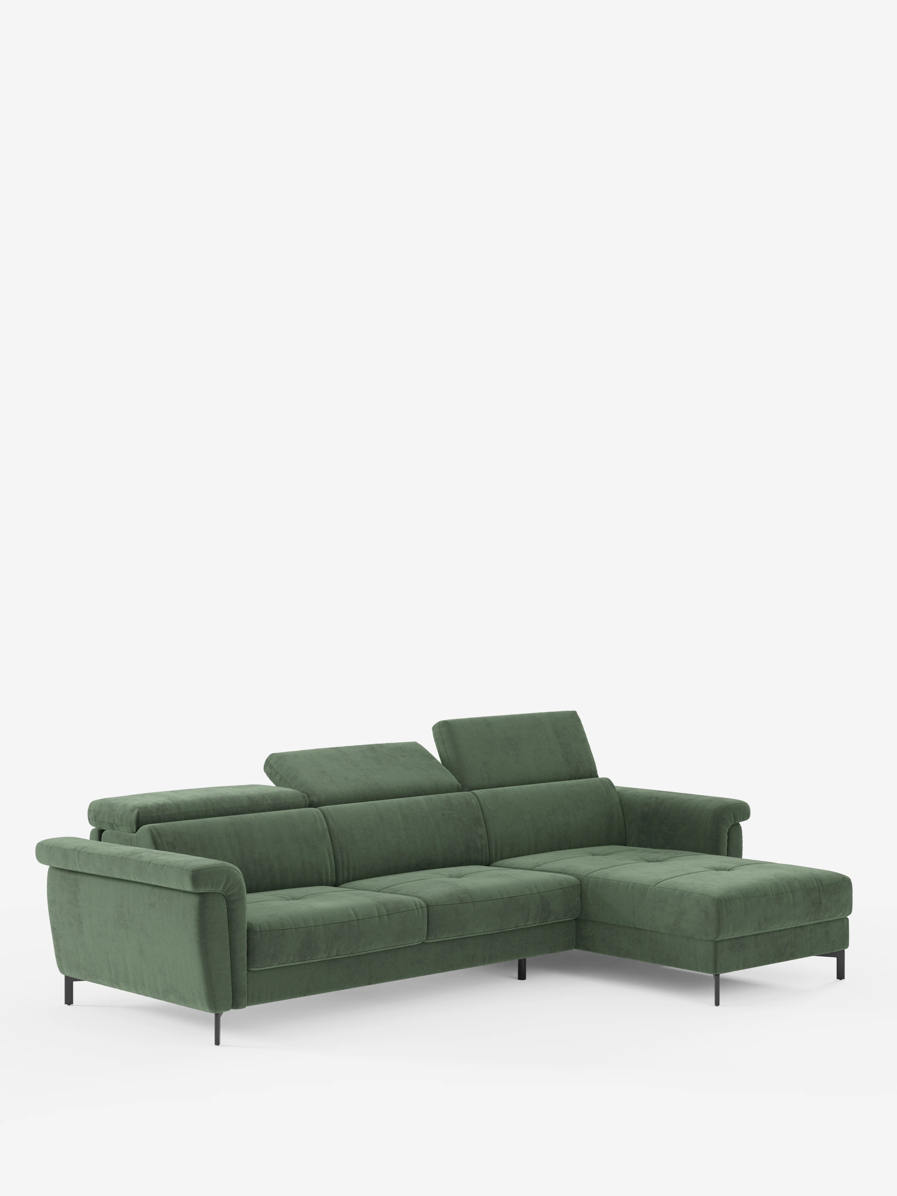 Capri canapé convertible avec méridienne coffre et têtières réglables - Tissu Effet Velours Détachable T30
