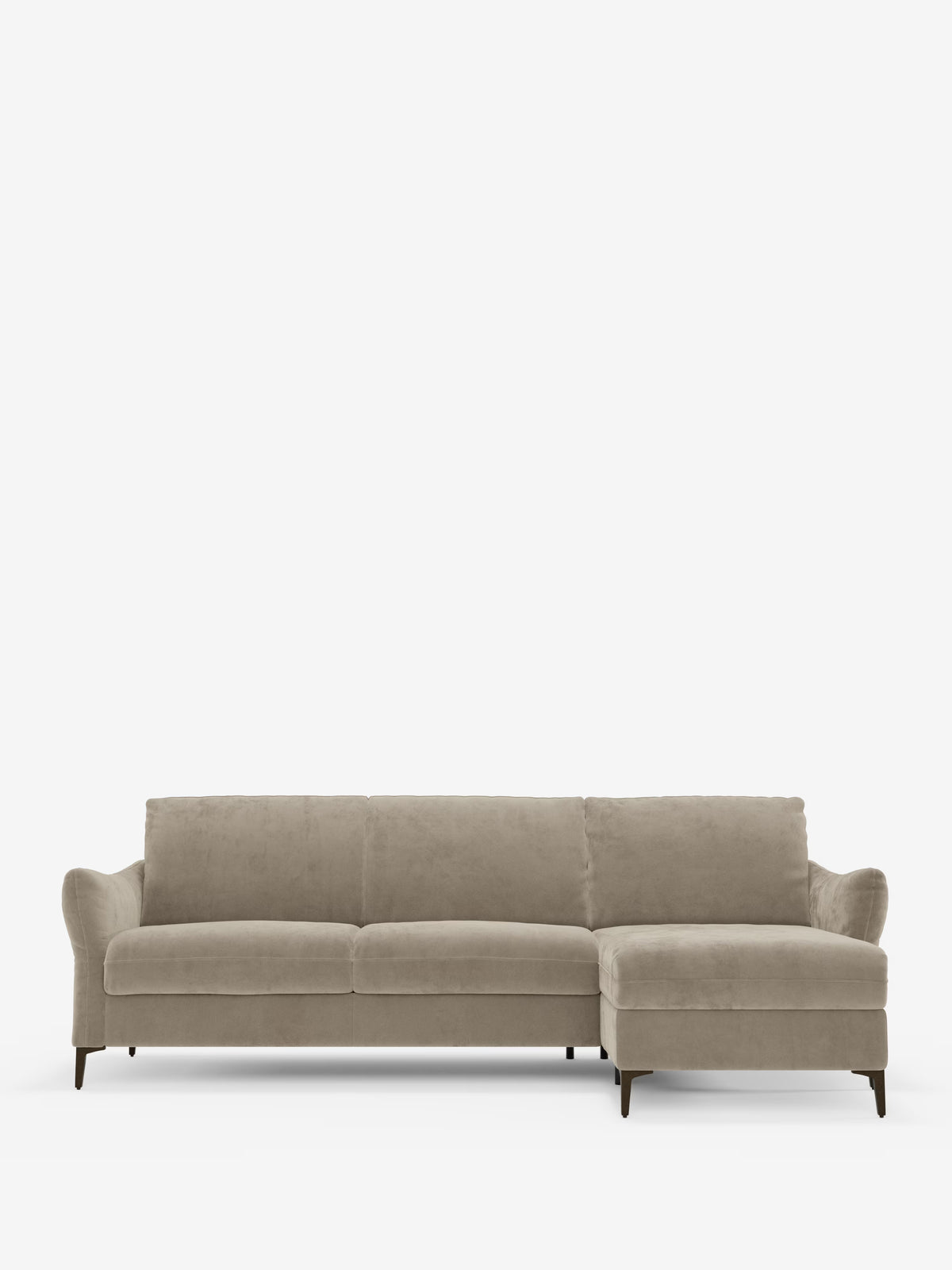 Dalia canapé-lit avec méridienne coffre de rangement et matelas de 18 cm de hauteur - pieds hauts et tissu anti-taches T30