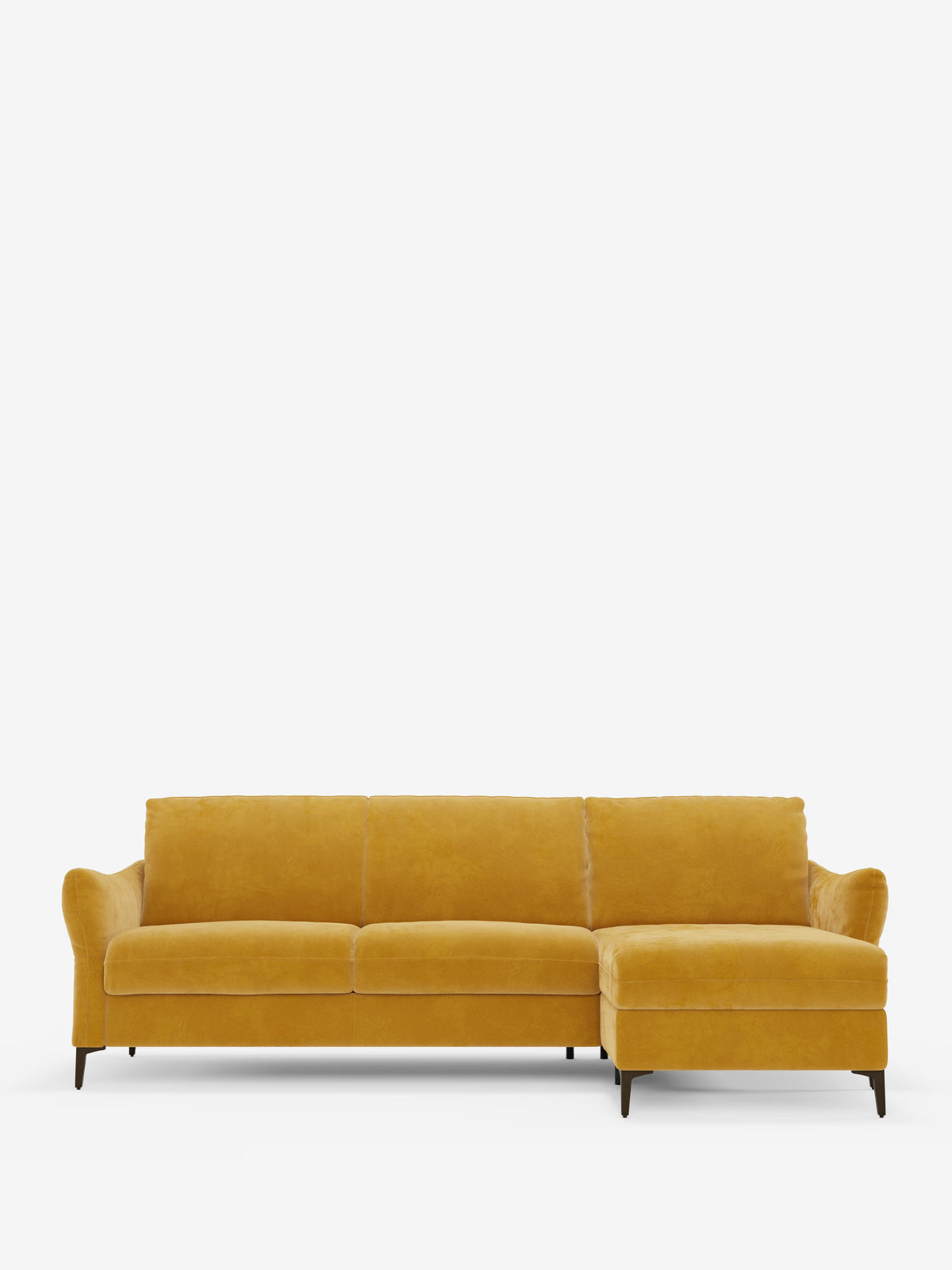 Dalia canapé-lit avec méridienne coffre de rangement et matelas de 18 cm de hauteur - pieds hauts et tissu anti-taches T30