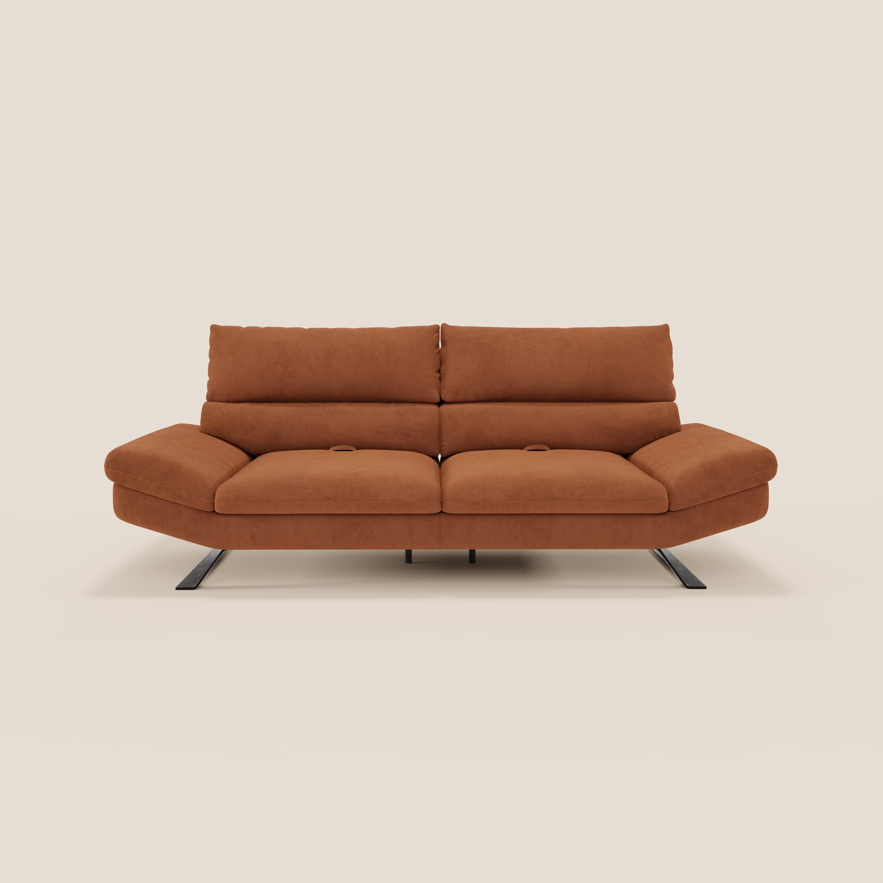 Eclipse Divano dal design moderno 2 e 3 posti con schienali traslanti - piedini alti in elegante microfibra smacchiabile T11 - divani.store