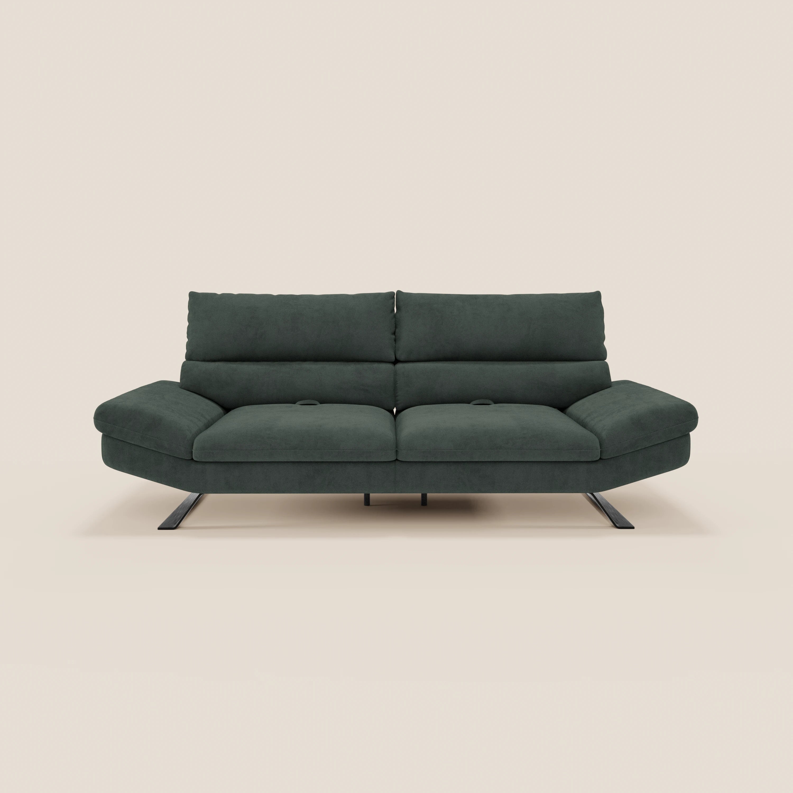 Eclipse Divano dal design moderno 2 e 3 posti con schienali traslanti - piedini alti in elegante microfibra smacchiabile T11 - divani.store