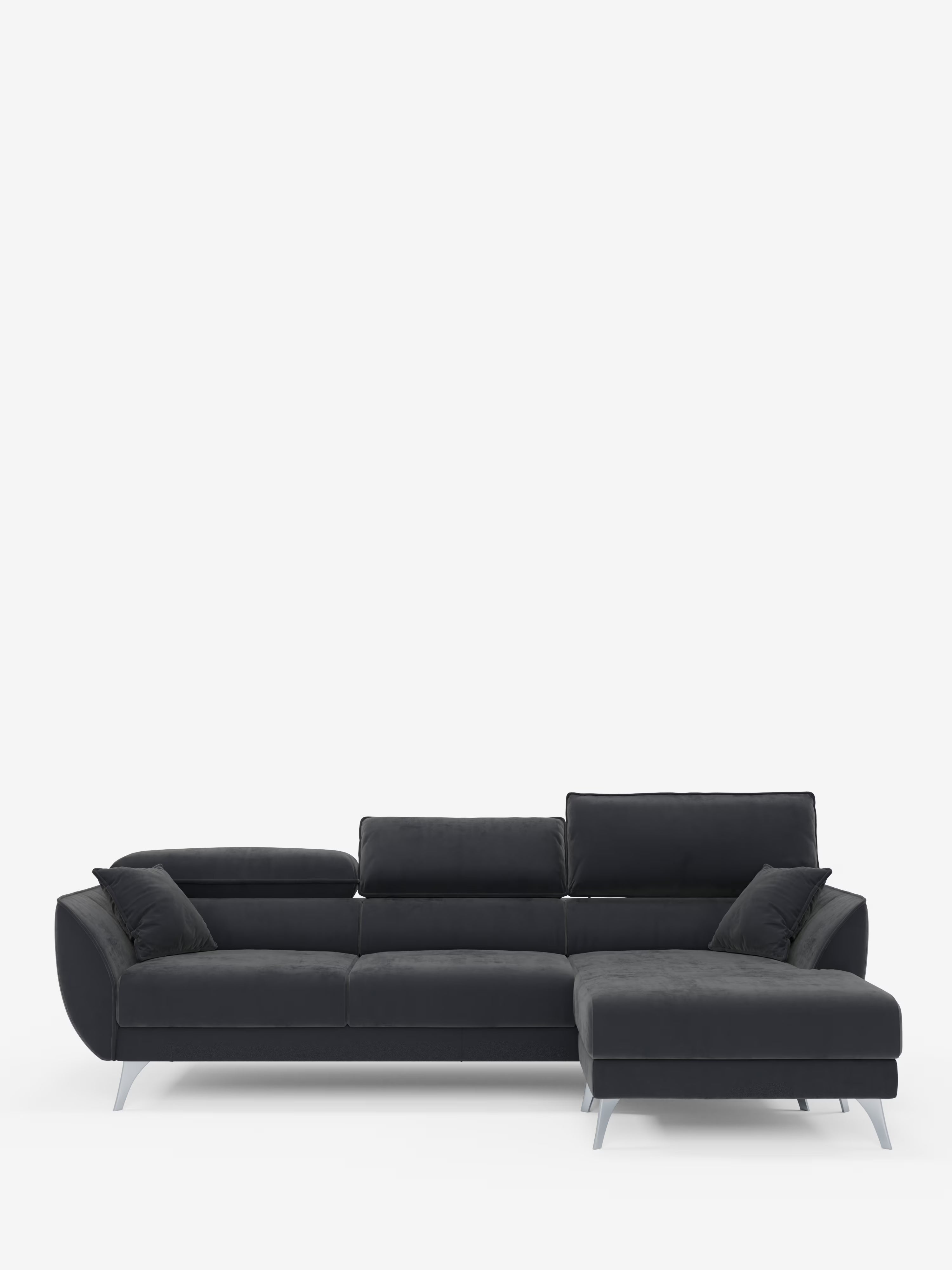 Michelangelo Canapé d'angle avec chaise longue et assises coulissantes - têtières réglables en tissu raffiné détachable effet velouté T30