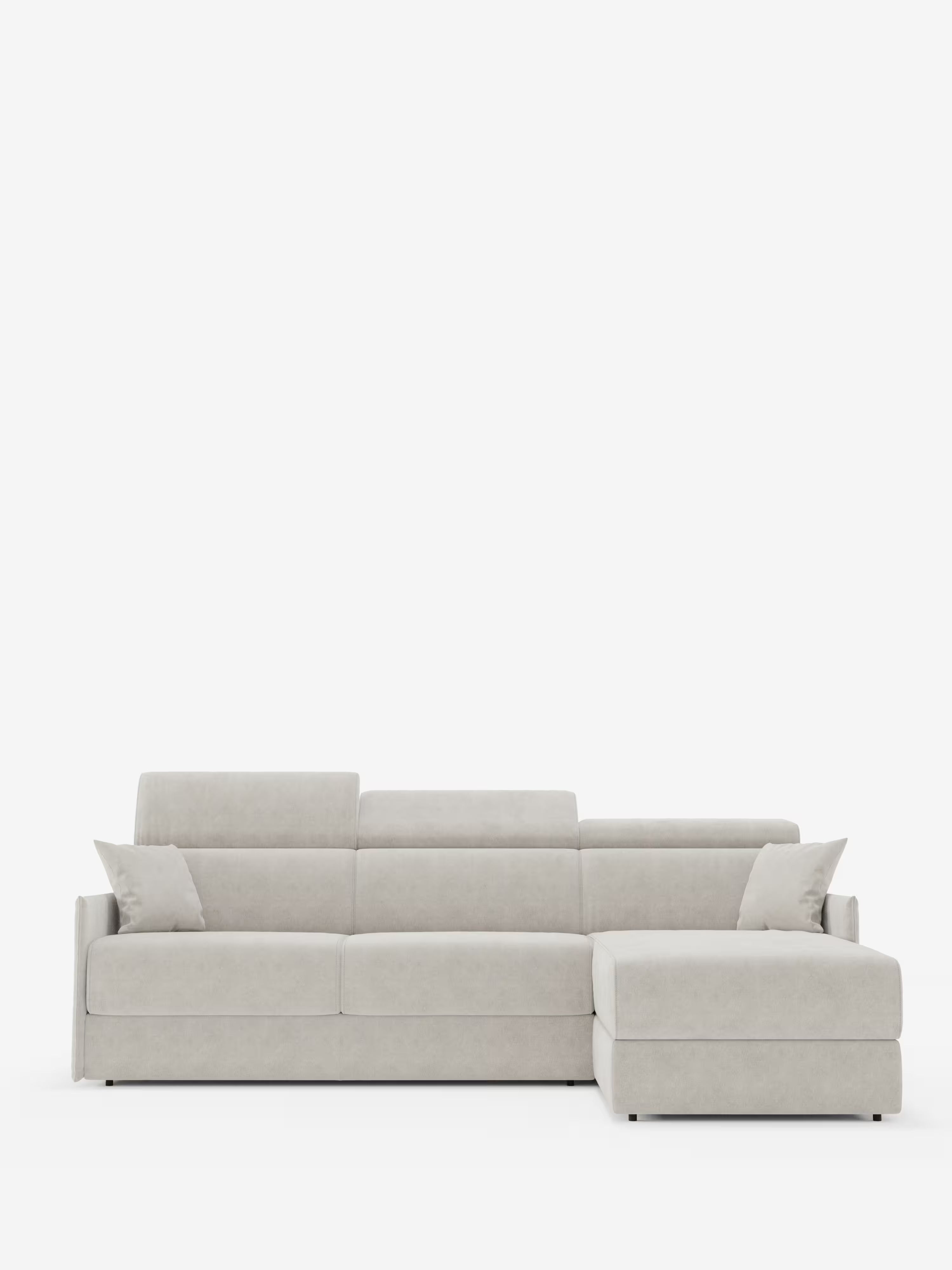 Miryam canapé convertible d'angle compact - têtières inclinables et méridienne coffre en tissu détachable T31