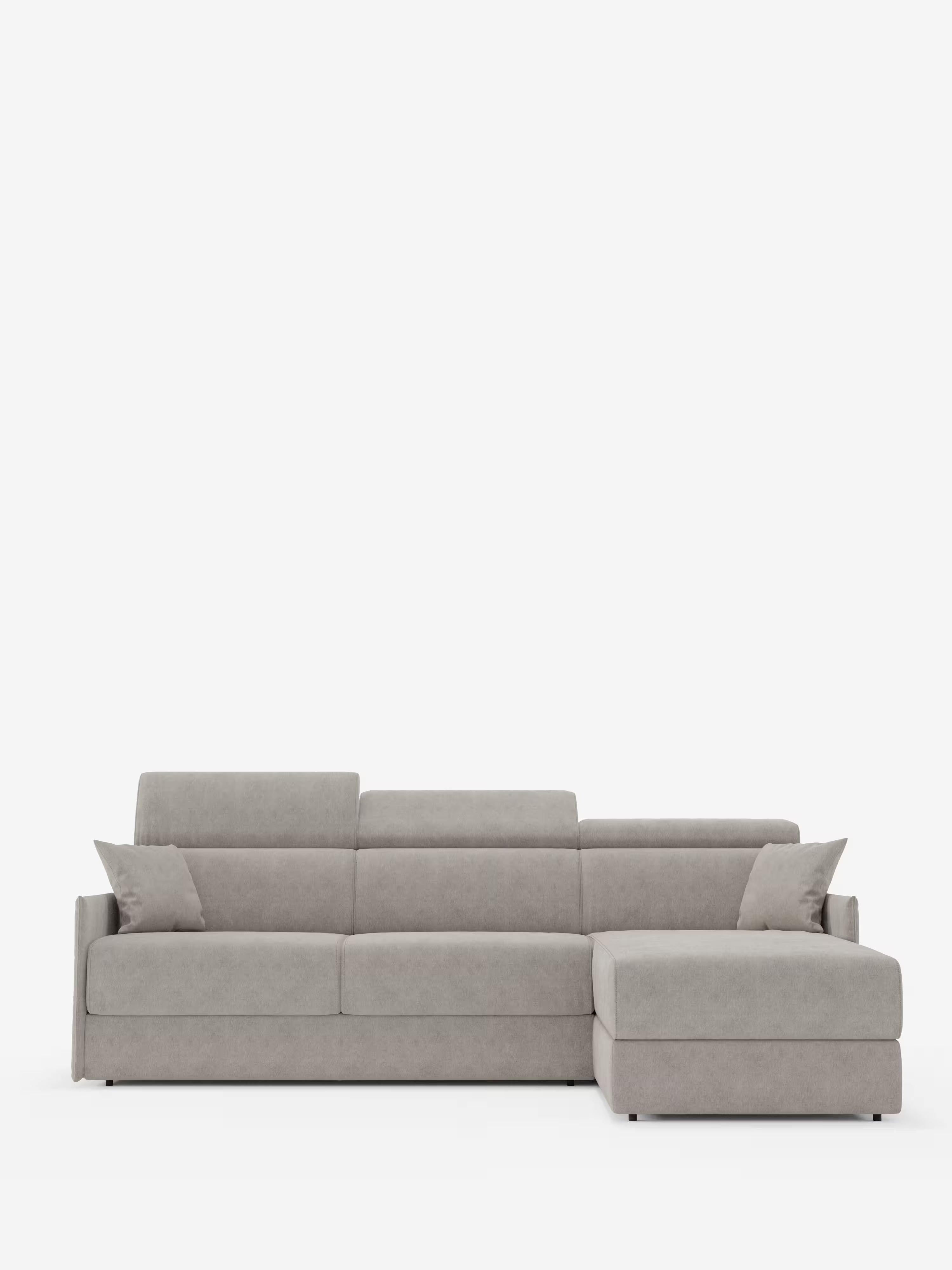 Miryam canapé convertible d'angle compact - têtières inclinables et méridienne coffre en tissu détachable T31