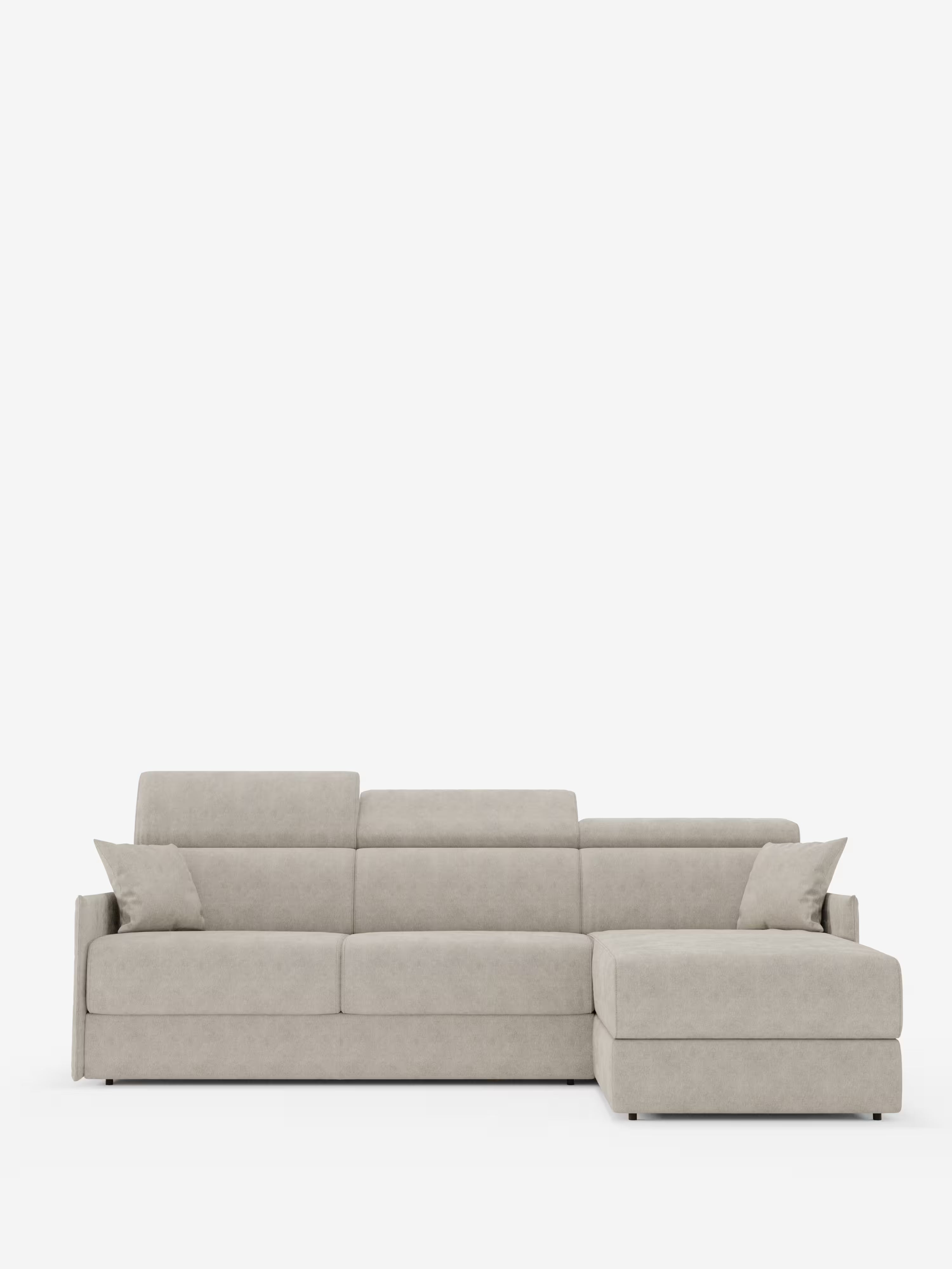 Miryam canapé convertible d'angle compact - têtières inclinables et méridienne coffre en tissu détachable T31
