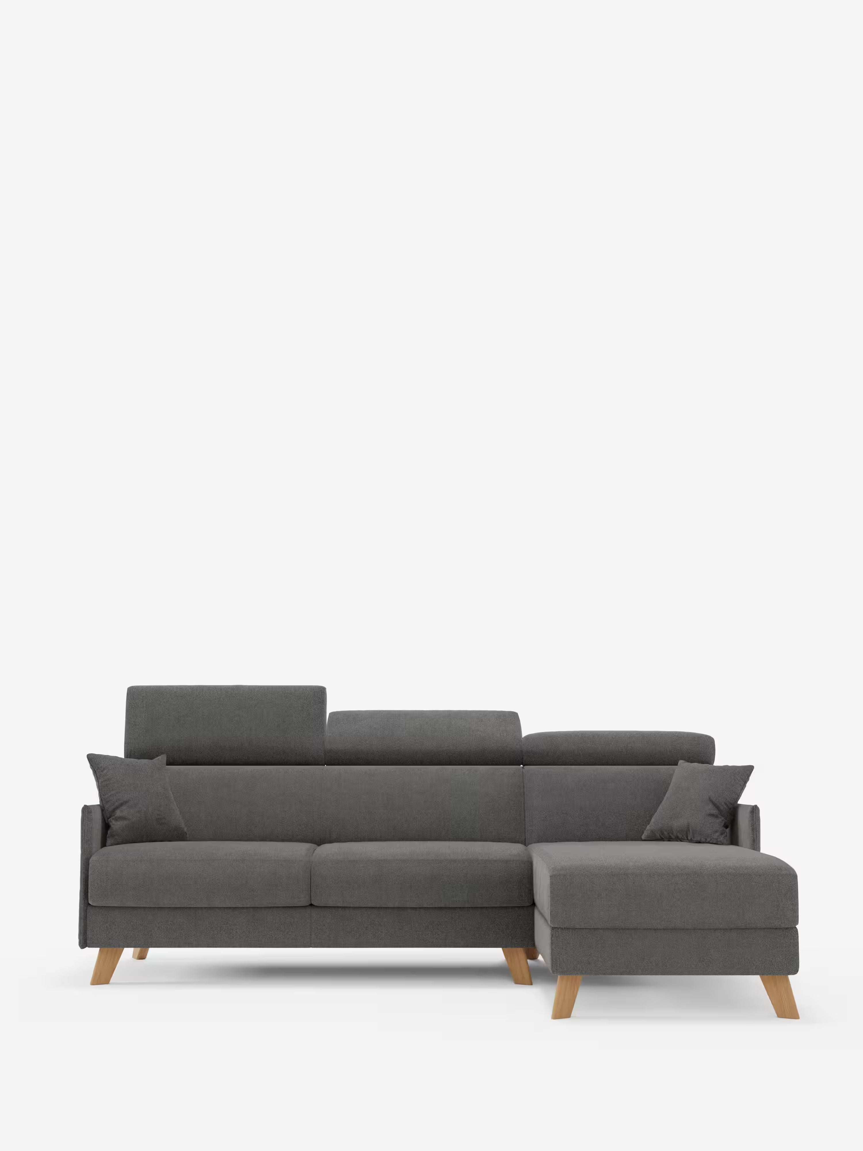Sole Canapé d'angle convertible avec chaise longue avec coffre et têtières inclinables - tissu détachable T23