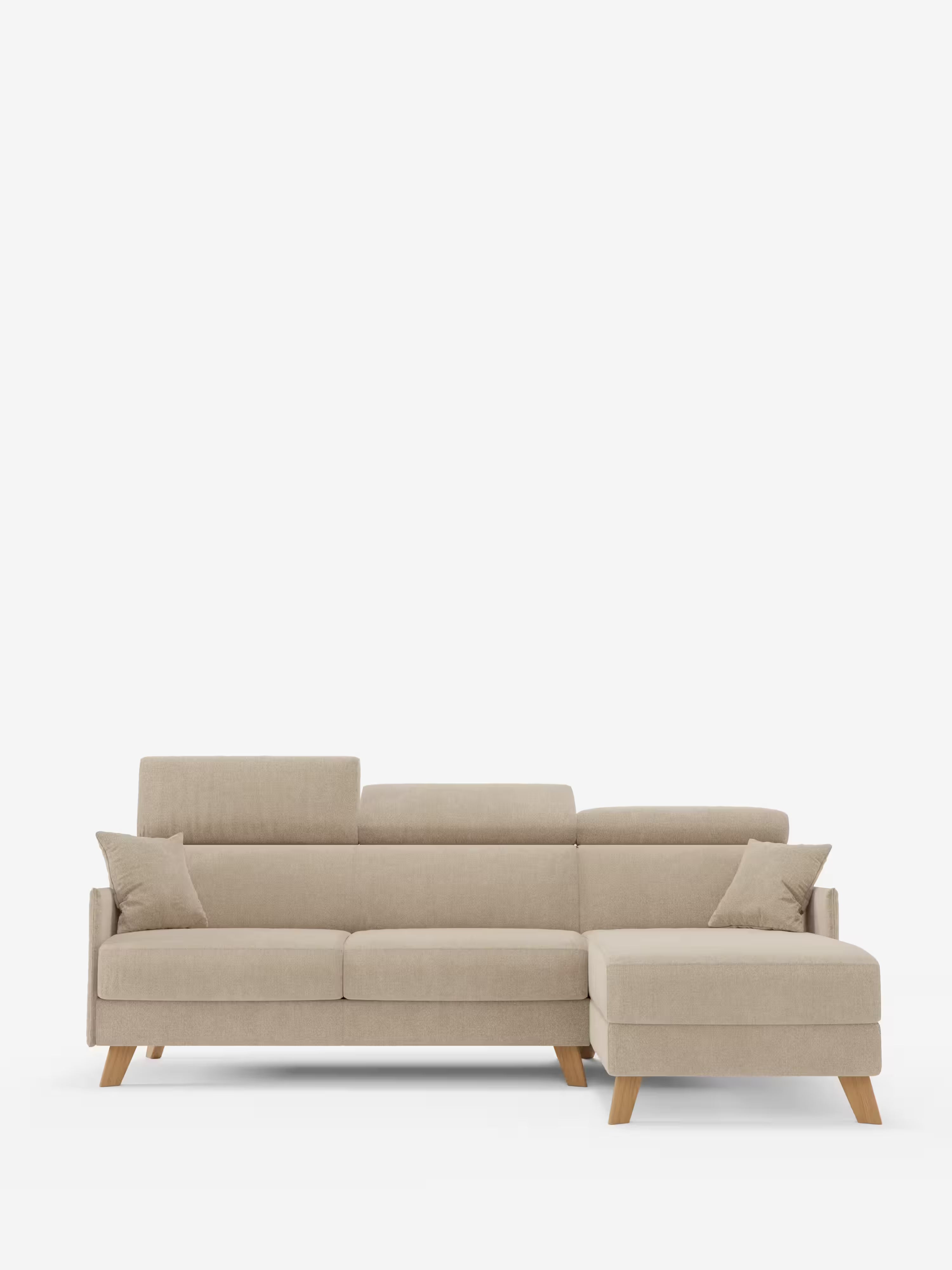 Sole Canapé d'angle convertible avec chaise longue avec coffre et têtières inclinables - tissu détachable T23