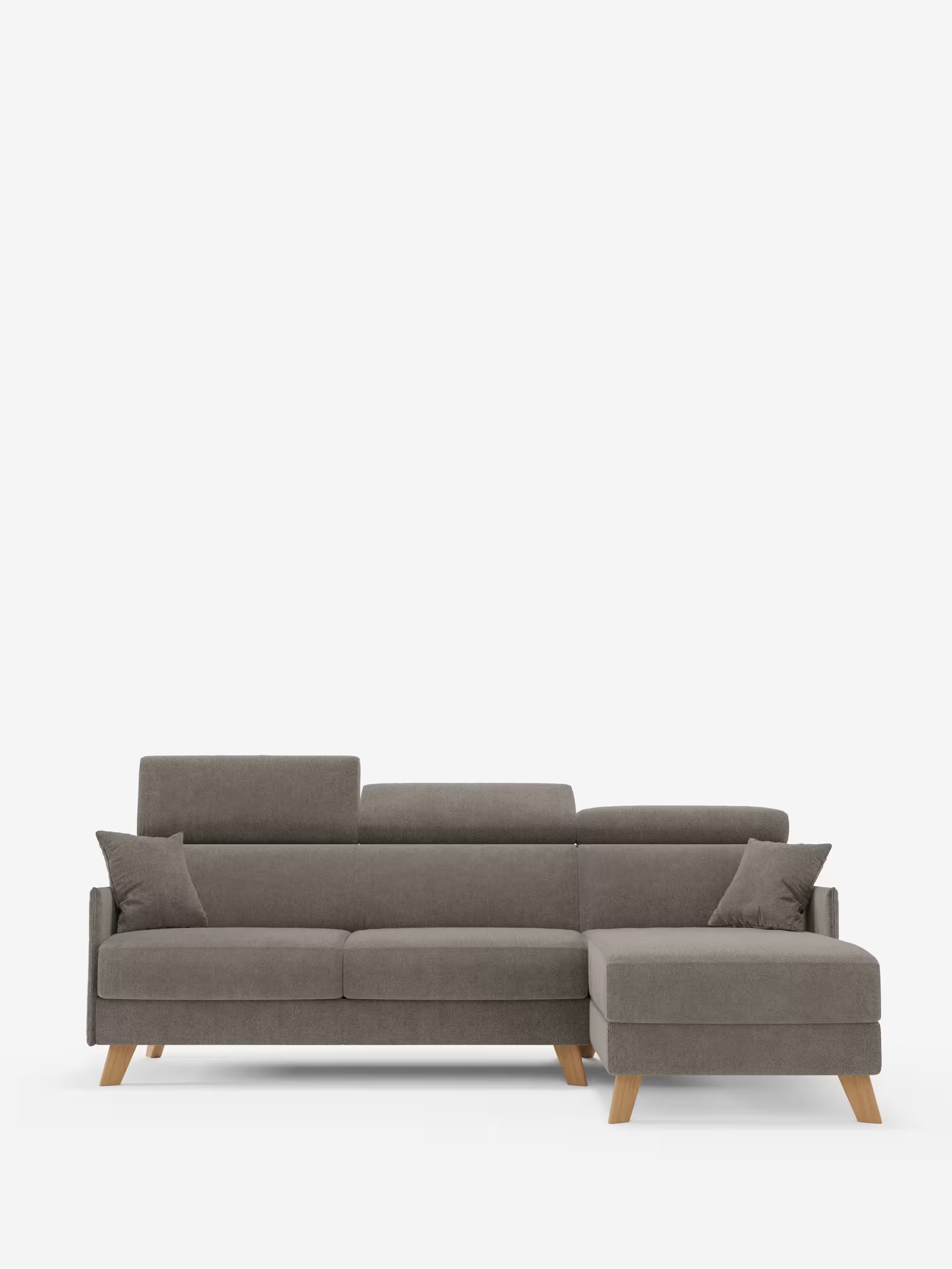 Sole Canapé d'angle convertible avec chaise longue avec coffre et têtières inclinables - tissu détachable T23