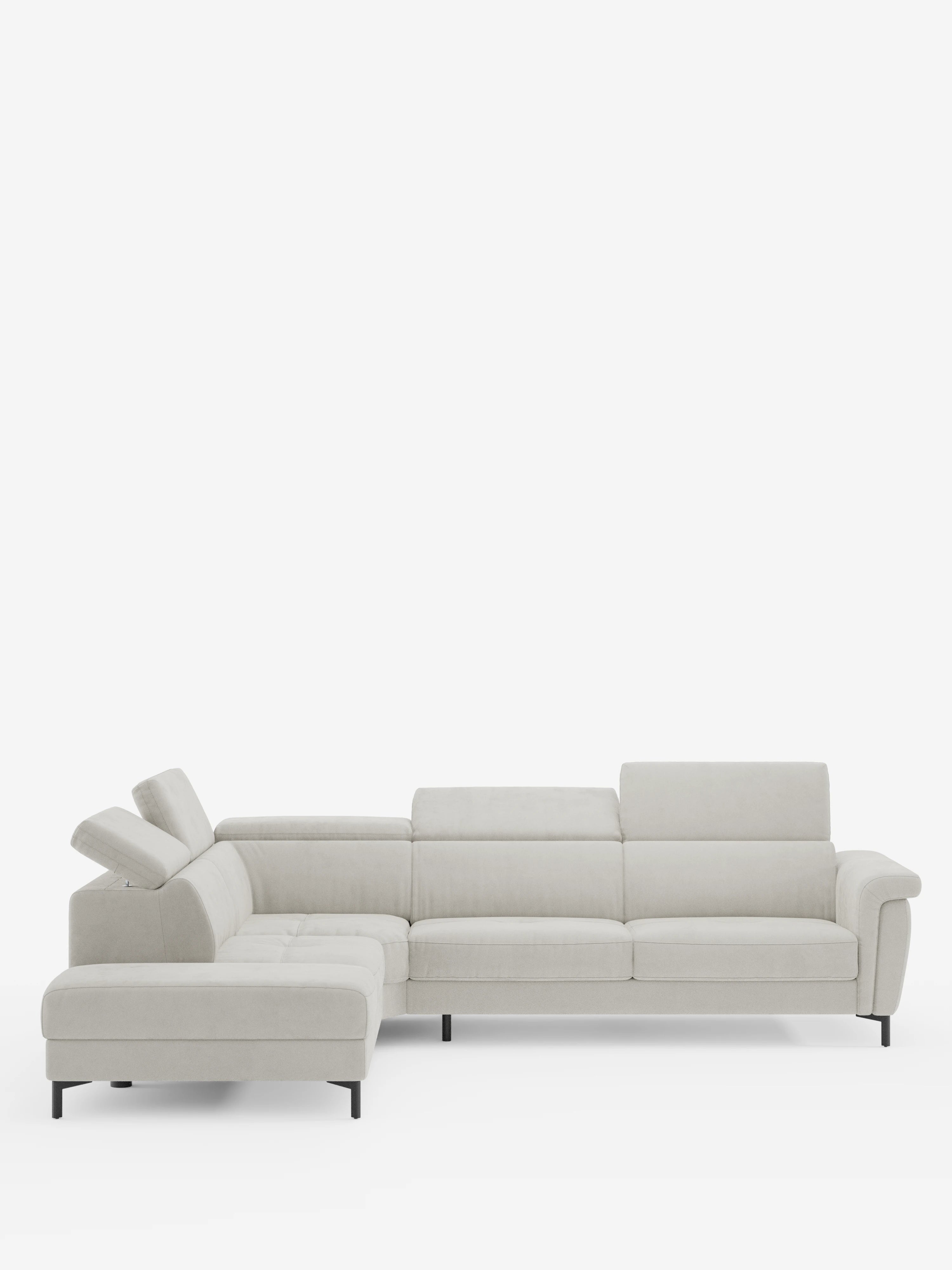 Capri canapé d'angle convertible avec Têtières Réglables et Matelas haute performance en Tissu Effet Velours Détachable T30