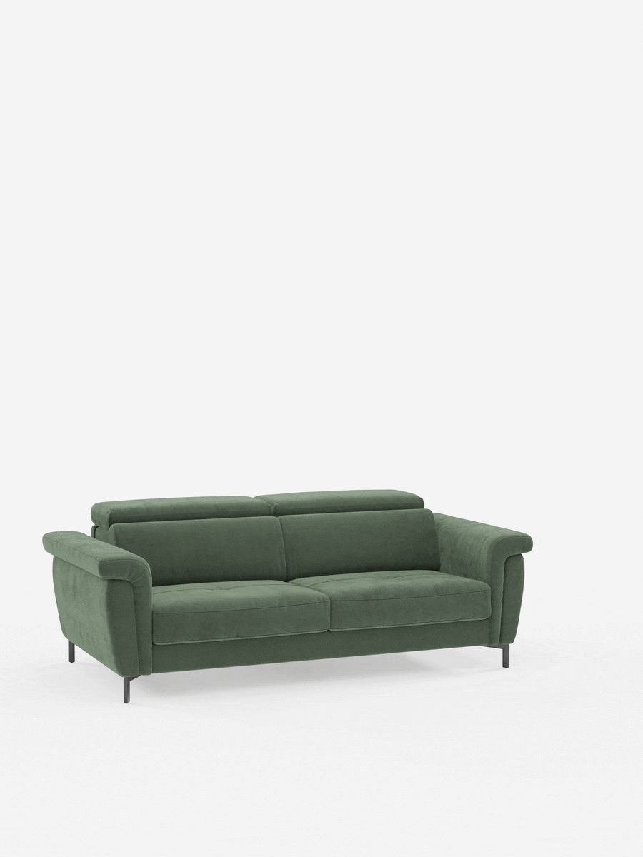 Capri canapé convertible design avec pieds hauts - têtières réglables en tissu raffiné effet velours détachable T30