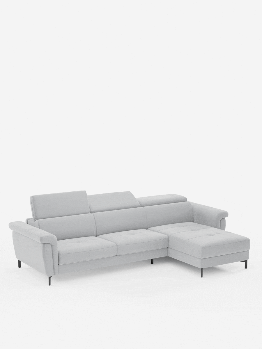 Capri canapé convertible avec méridienne coffre et têtières réglables - Tissu Effet Velours Détachable T30