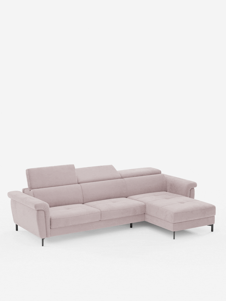 Capri canapé convertible avec méridienne coffre et têtières réglables - Tissu Effet Velours Détachable T30