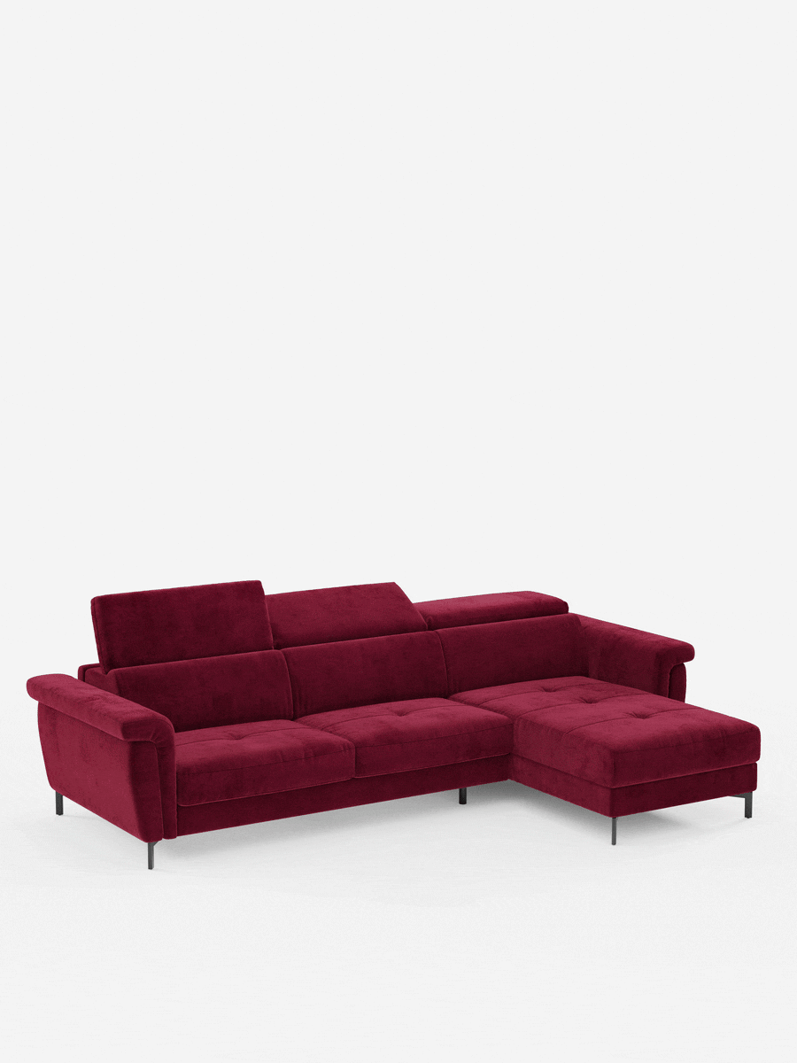 Capri canapé convertible avec méridienne coffre et têtières réglables - Tissu Effet Velours Détachable T30