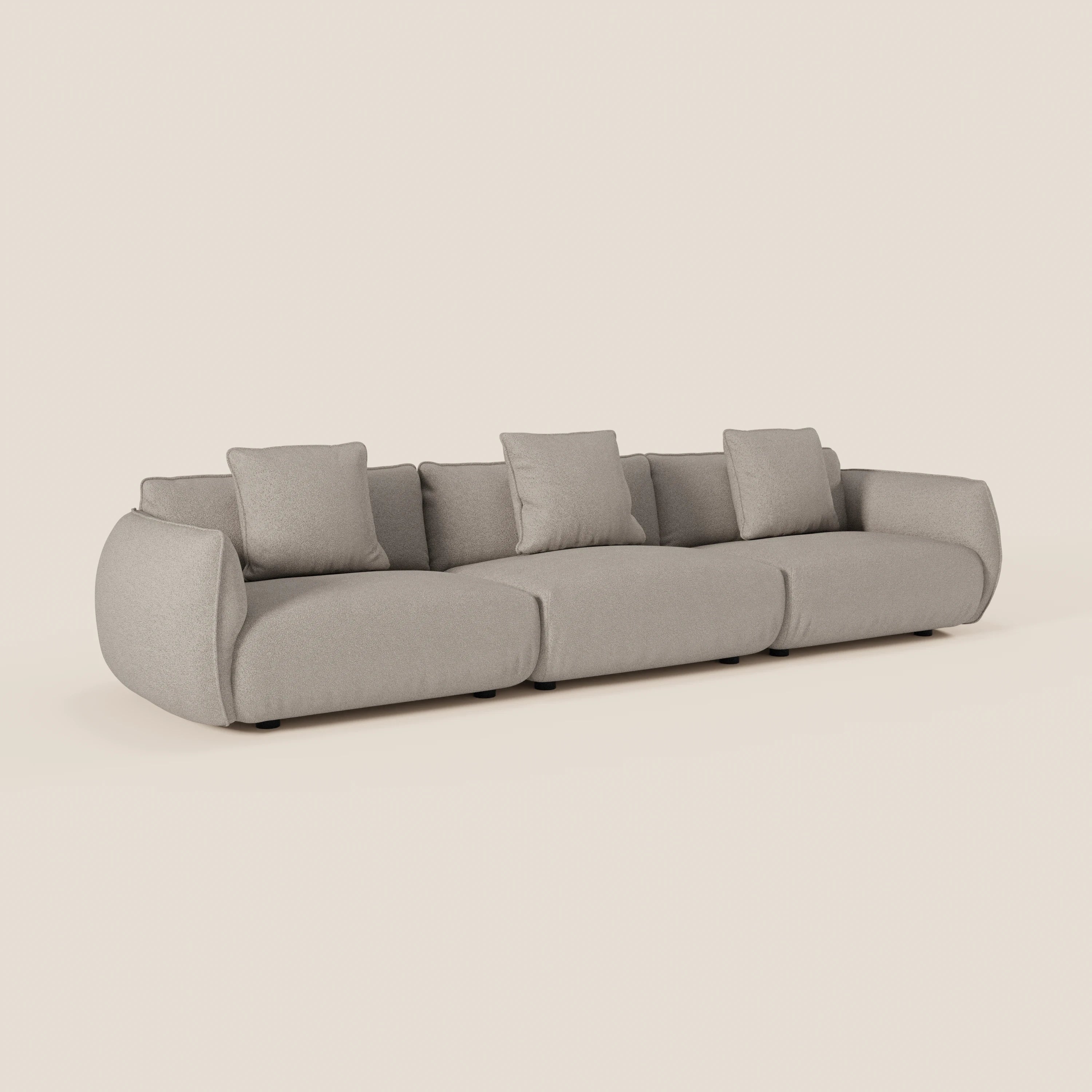 Nimbus divano lineare modulare a 3 sedute componibile in morbido tessuto T33 - divani.store