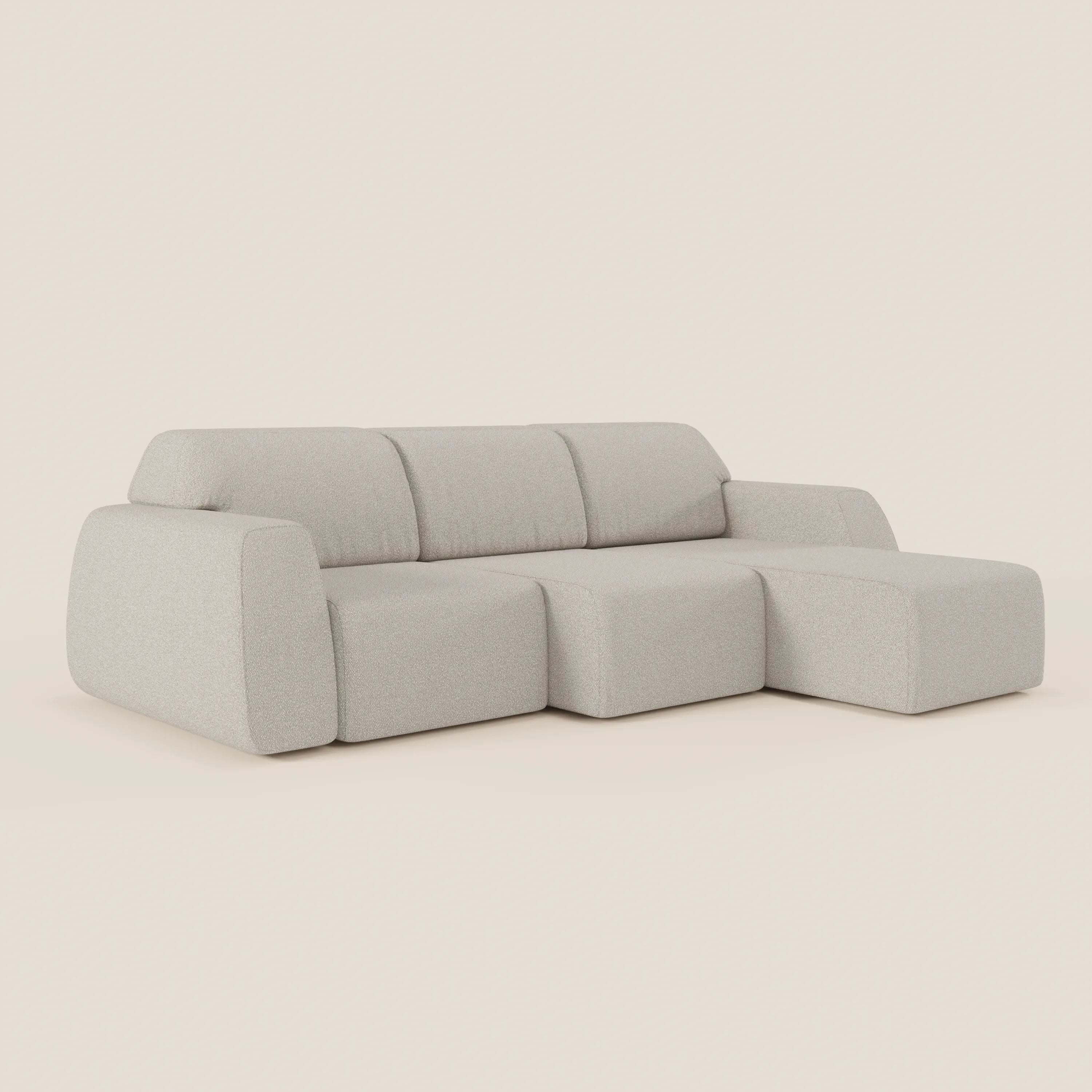 Orbit Divano angolare con penisola reversibile e tutte le sedute allungabili in tessuto smacchiabile effetto cotone T33 - divani.store