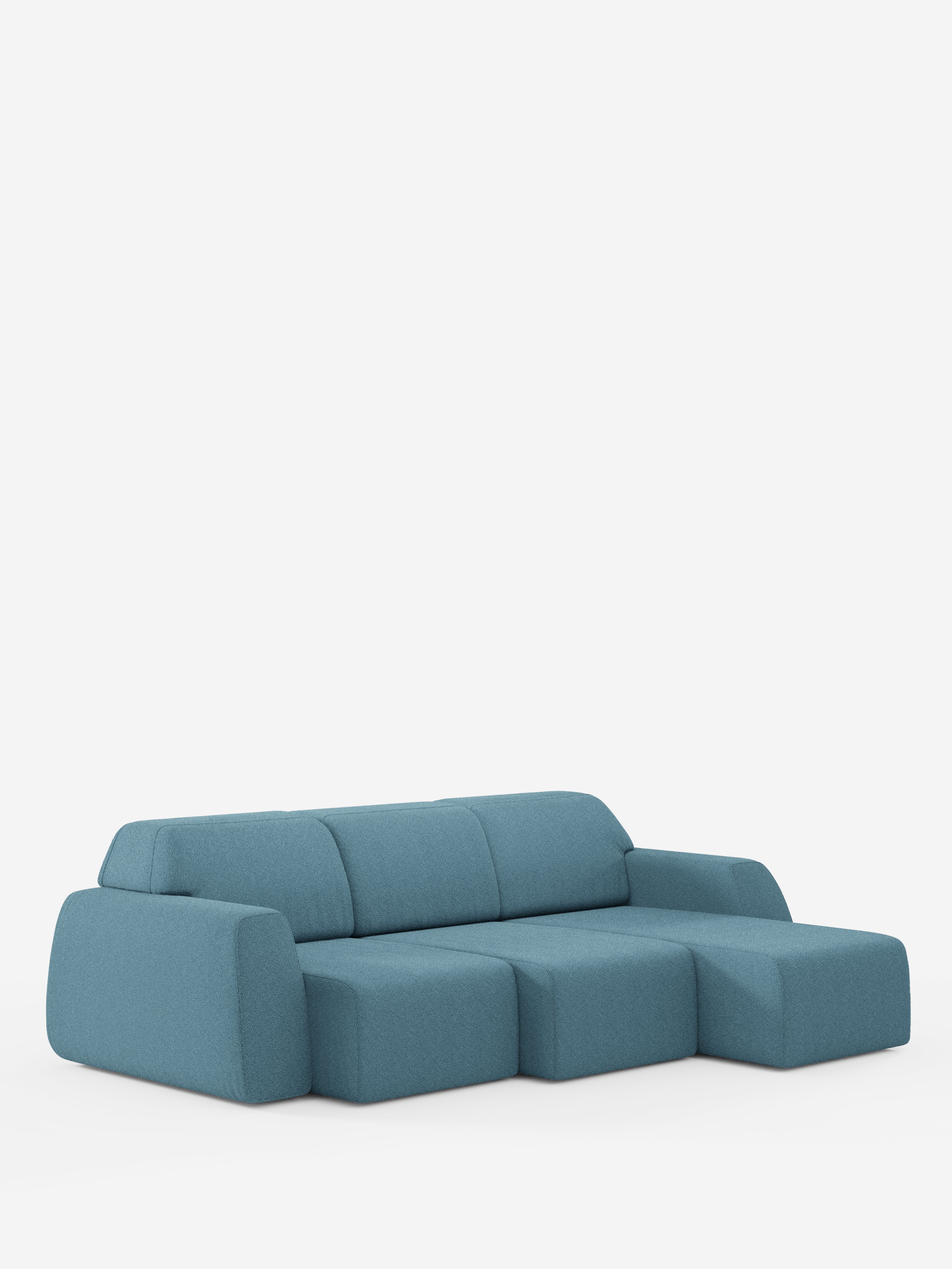 Orbit canapé d’angle avec méridienne réversible et toutes les assises allongeables en tissu anti-taches effet coton T33