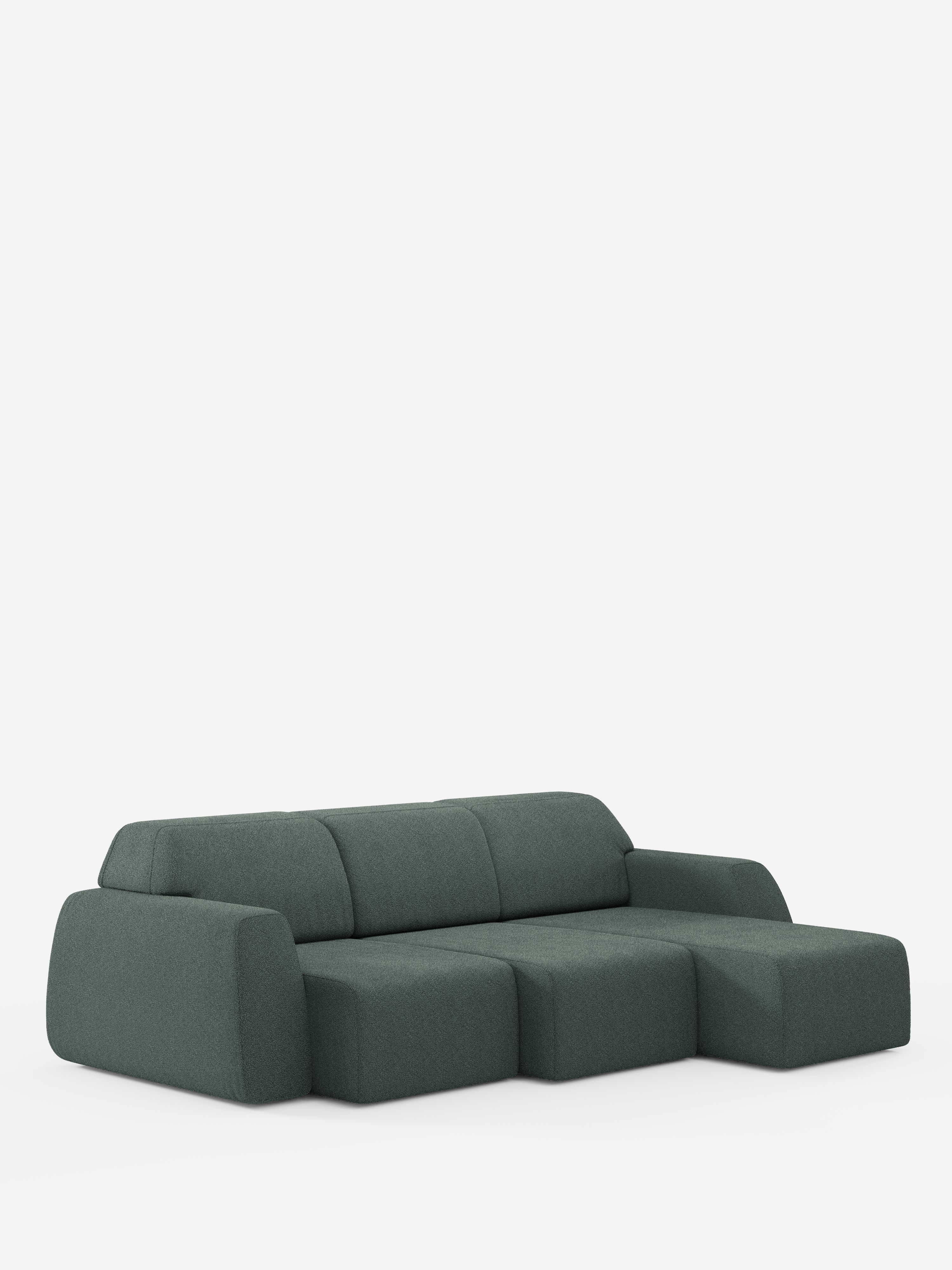 Orbit canapé d’angle avec méridienne réversible et toutes les assises allongeables en tissu anti-taches effet coton T33