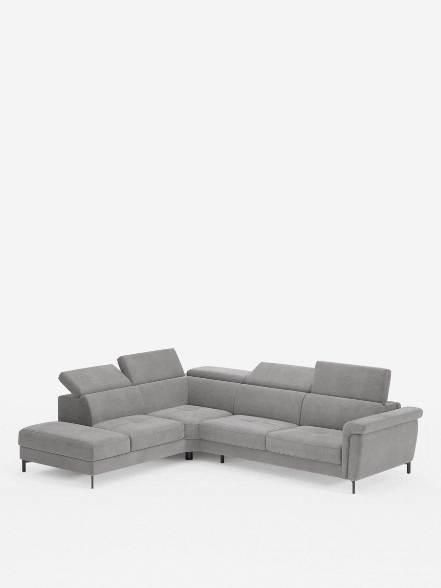 Capri canapé d'angle convertible avec Têtières Réglables et Matelas haute performance en Tissu Effet Velours Détachable T30
