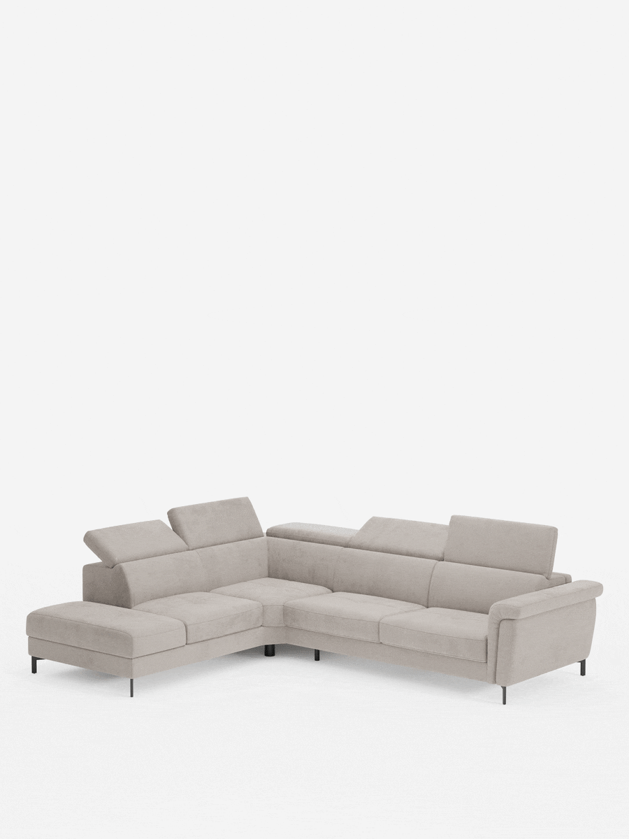 Capri canapé d'angle convertible avec Têtières Réglables et Matelas haute performance en Tissu Effet Velours Détachable T30