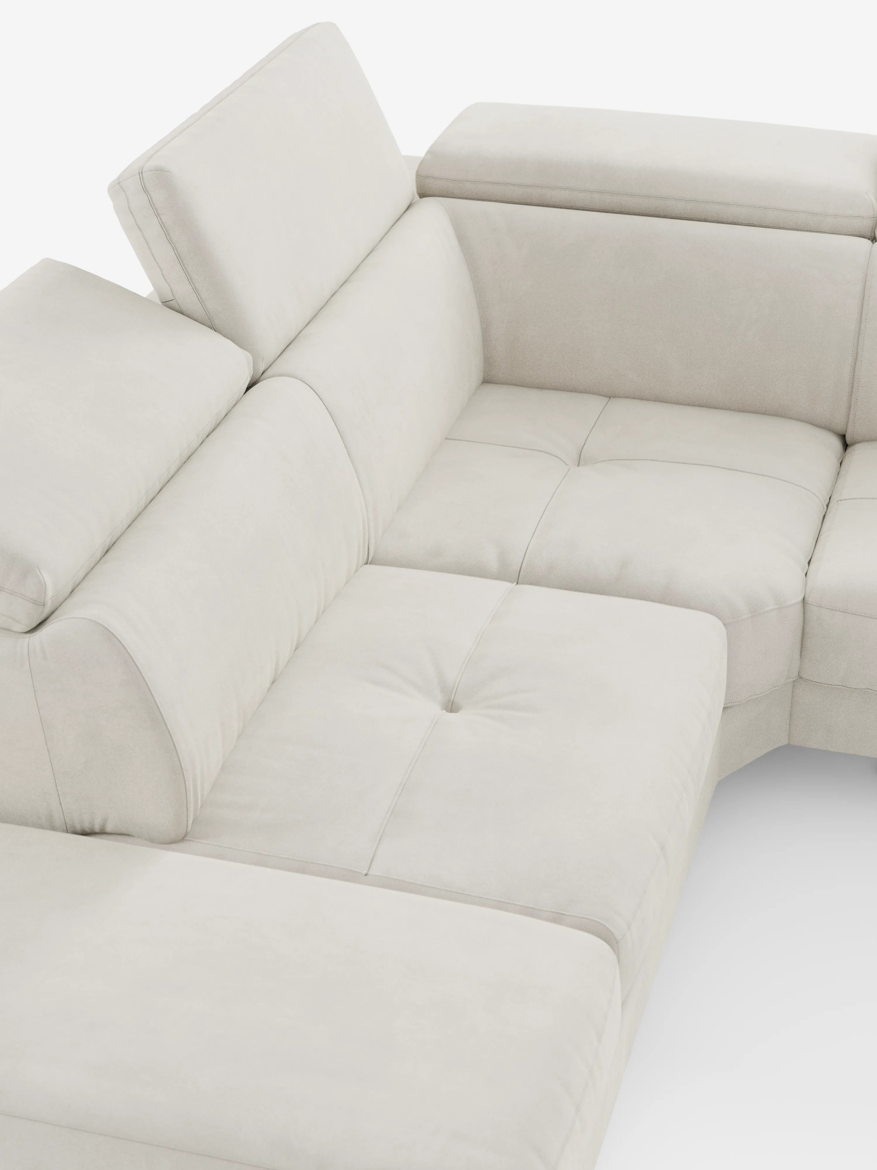 Capri canapé d'angle convertible avec Têtières Réglables et Matelas haute performance en Tissu Effet Velours Détachable T30