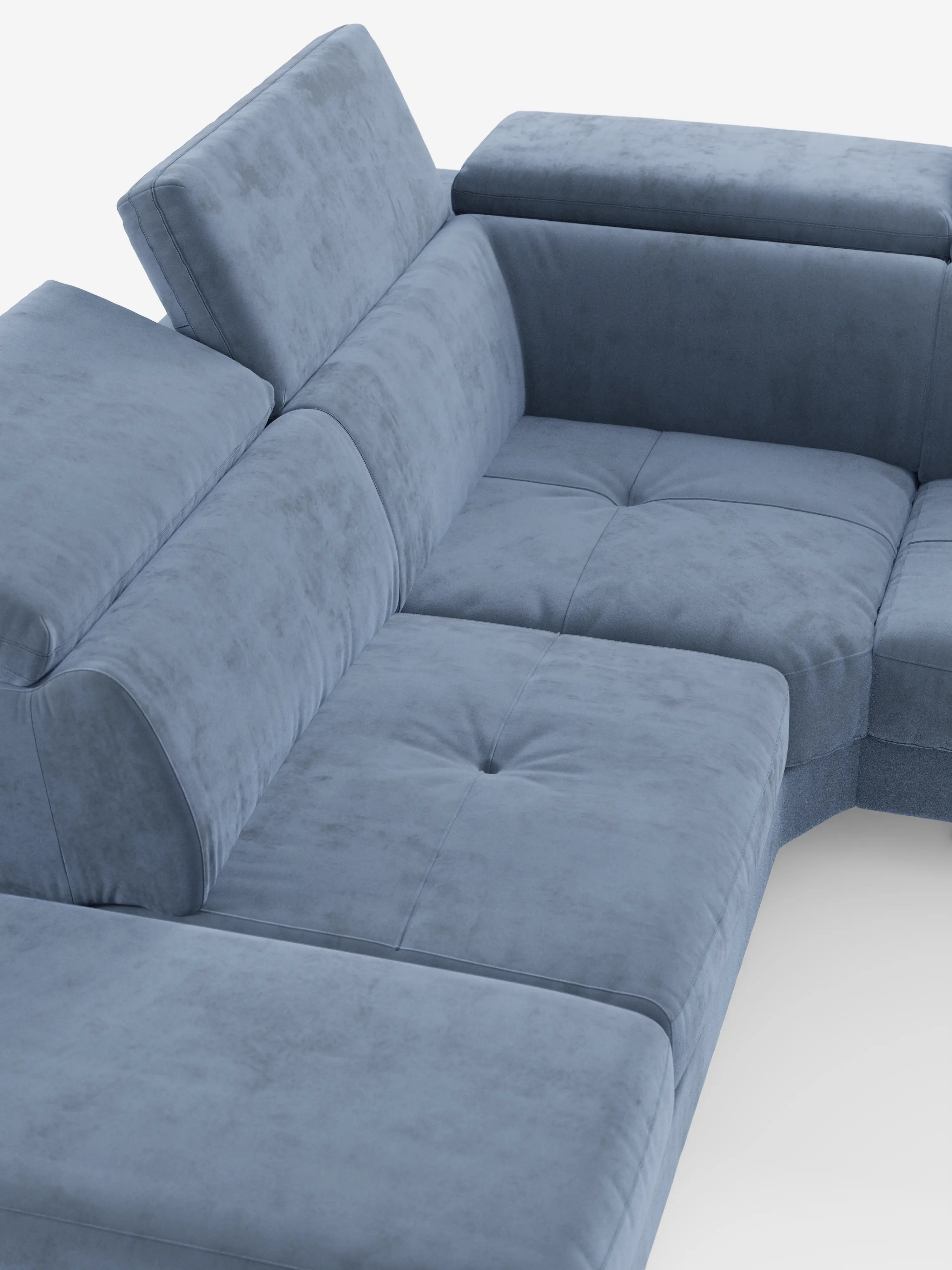Capri canapé d'angle convertible avec Têtières Réglables et Matelas haute performance en Tissu Effet Velours Détachable T30