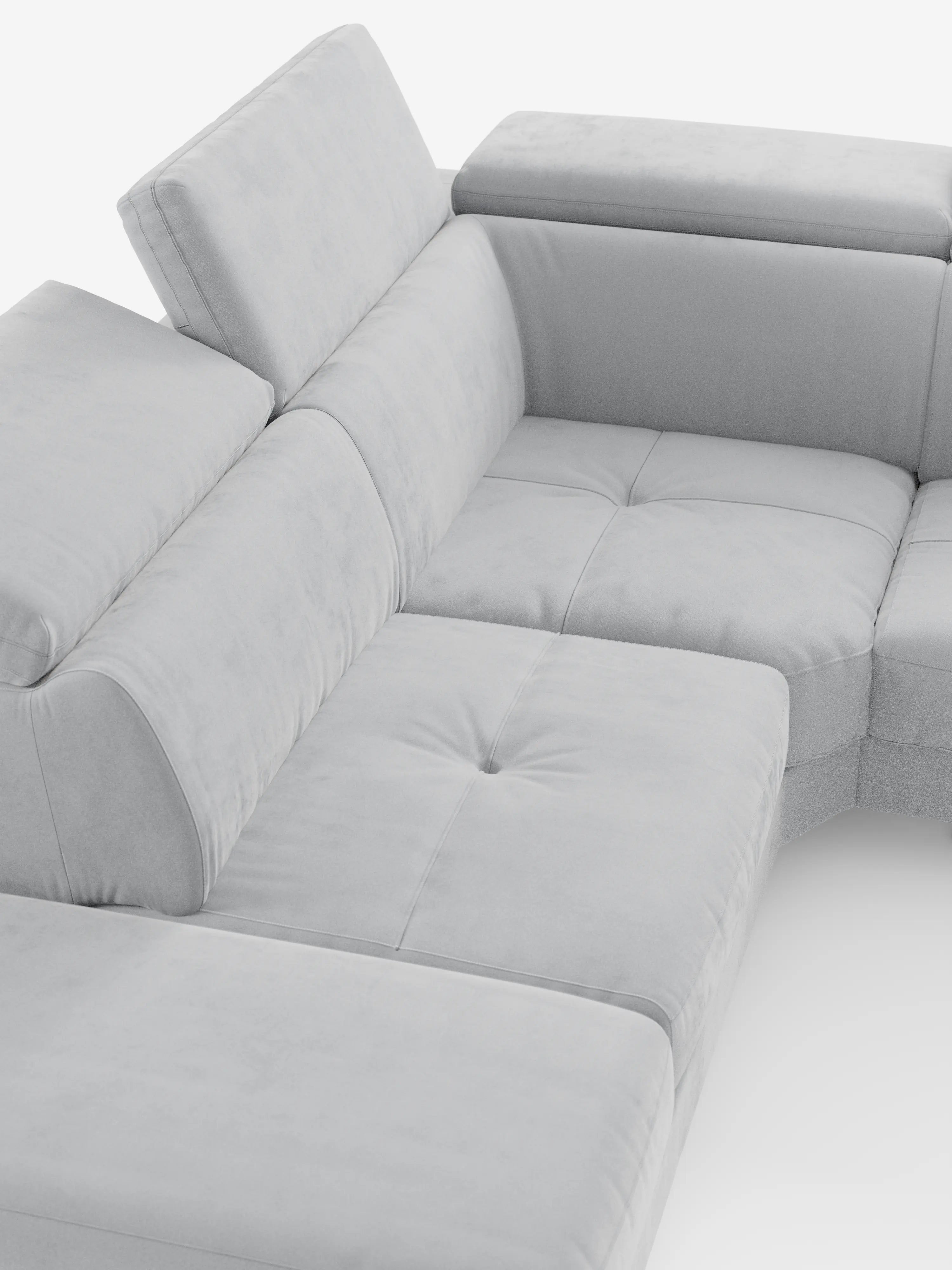 Capri canapé d'angle convertible avec Têtières Réglables et Matelas haute performance en Tissu Effet Velours Détachable T30