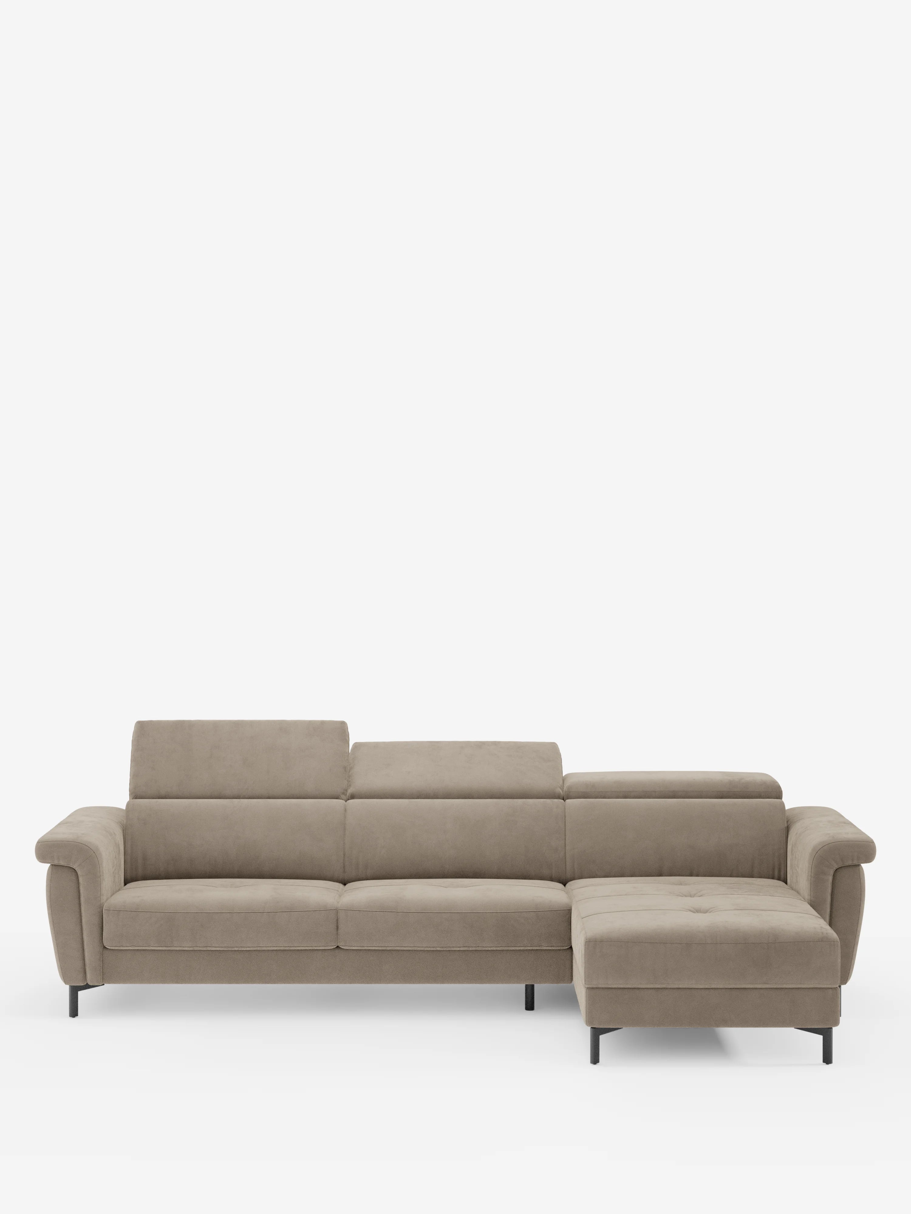 Capri canapé convertible avec méridienne coffre et têtières réglables - Tissu Effet Velours Détachable T30