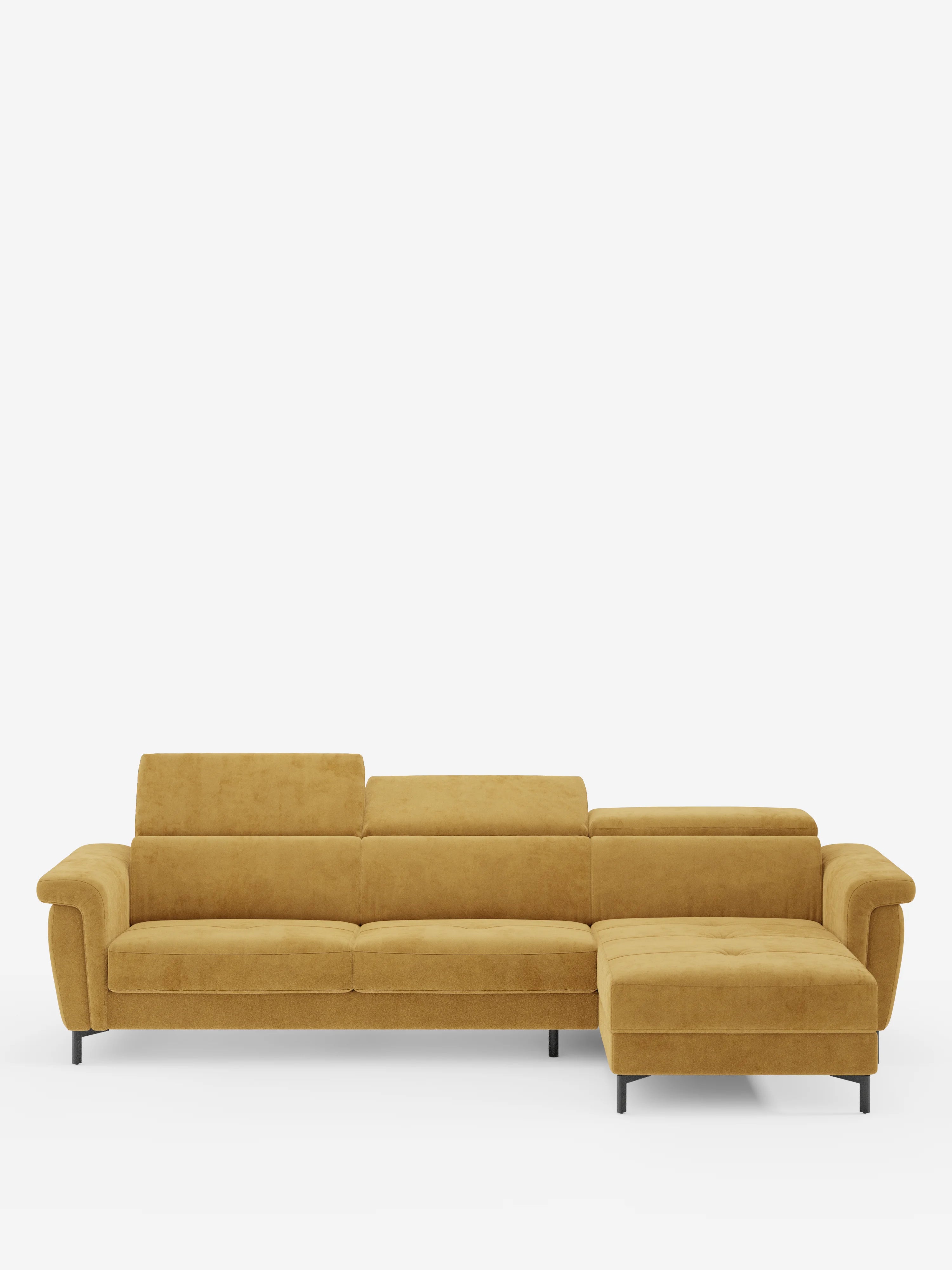 Capri canapé convertible avec méridienne coffre et têtières réglables - Tissu Effet Velours Détachable T30