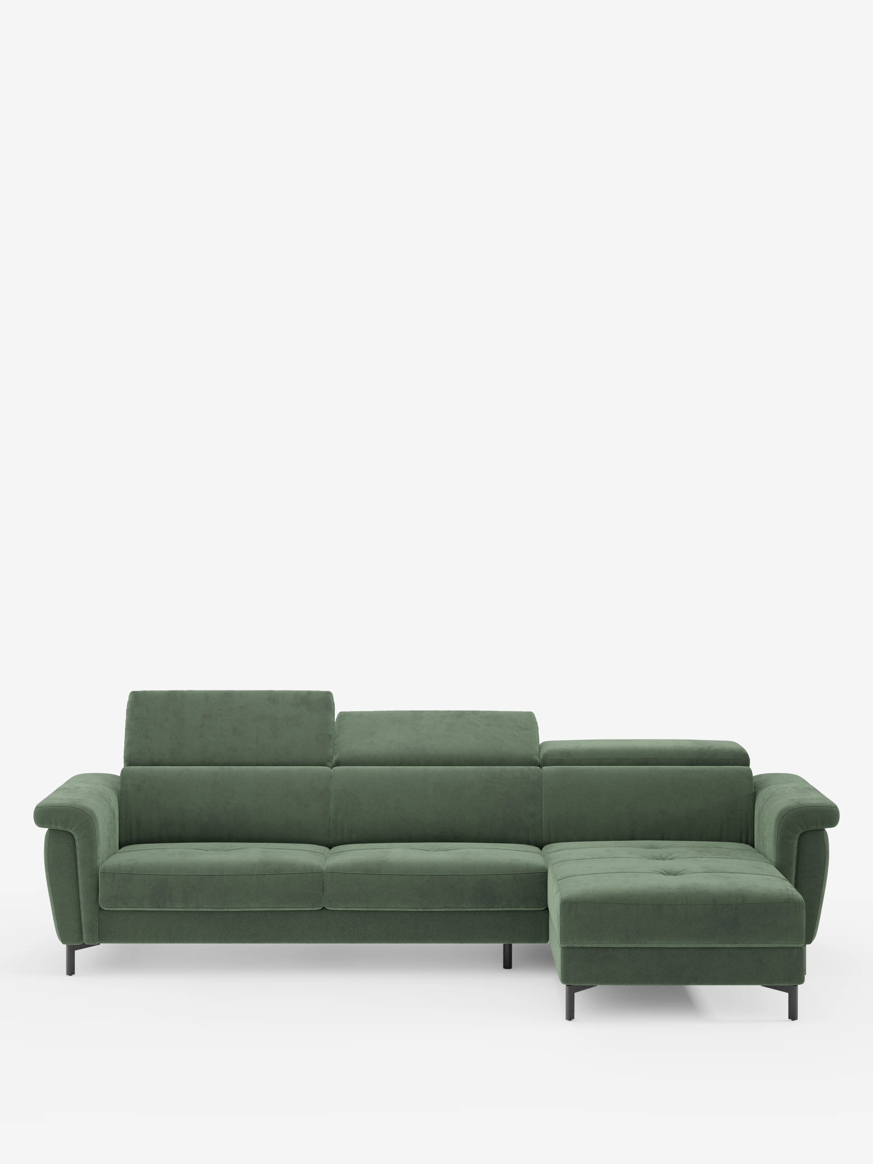 Capri canapé convertible avec méridienne coffre et têtières réglables - Tissu Effet Velours Détachable T30