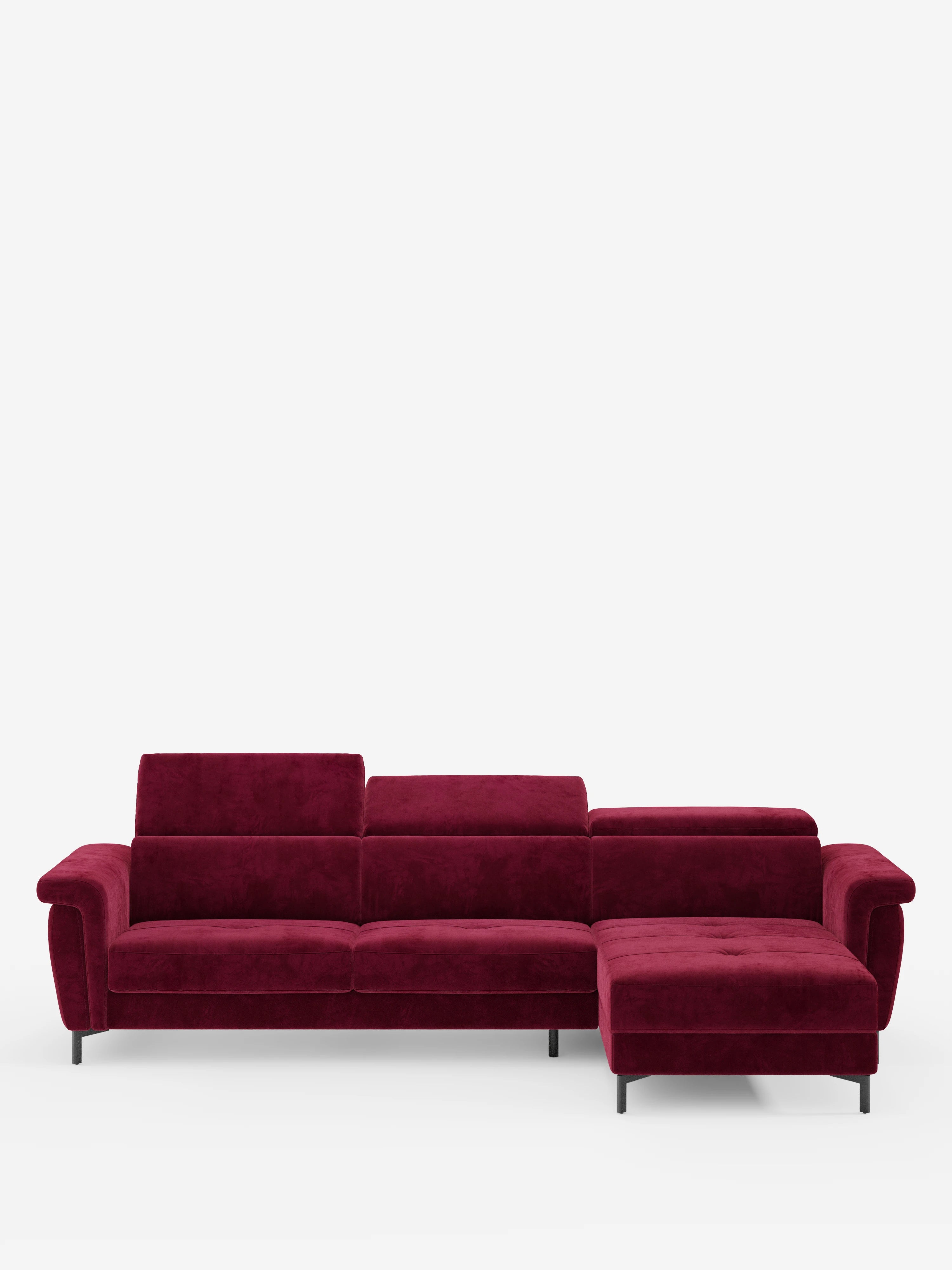 Capri canapé convertible avec méridienne coffre et têtières réglables - Tissu Effet Velours Détachable T30