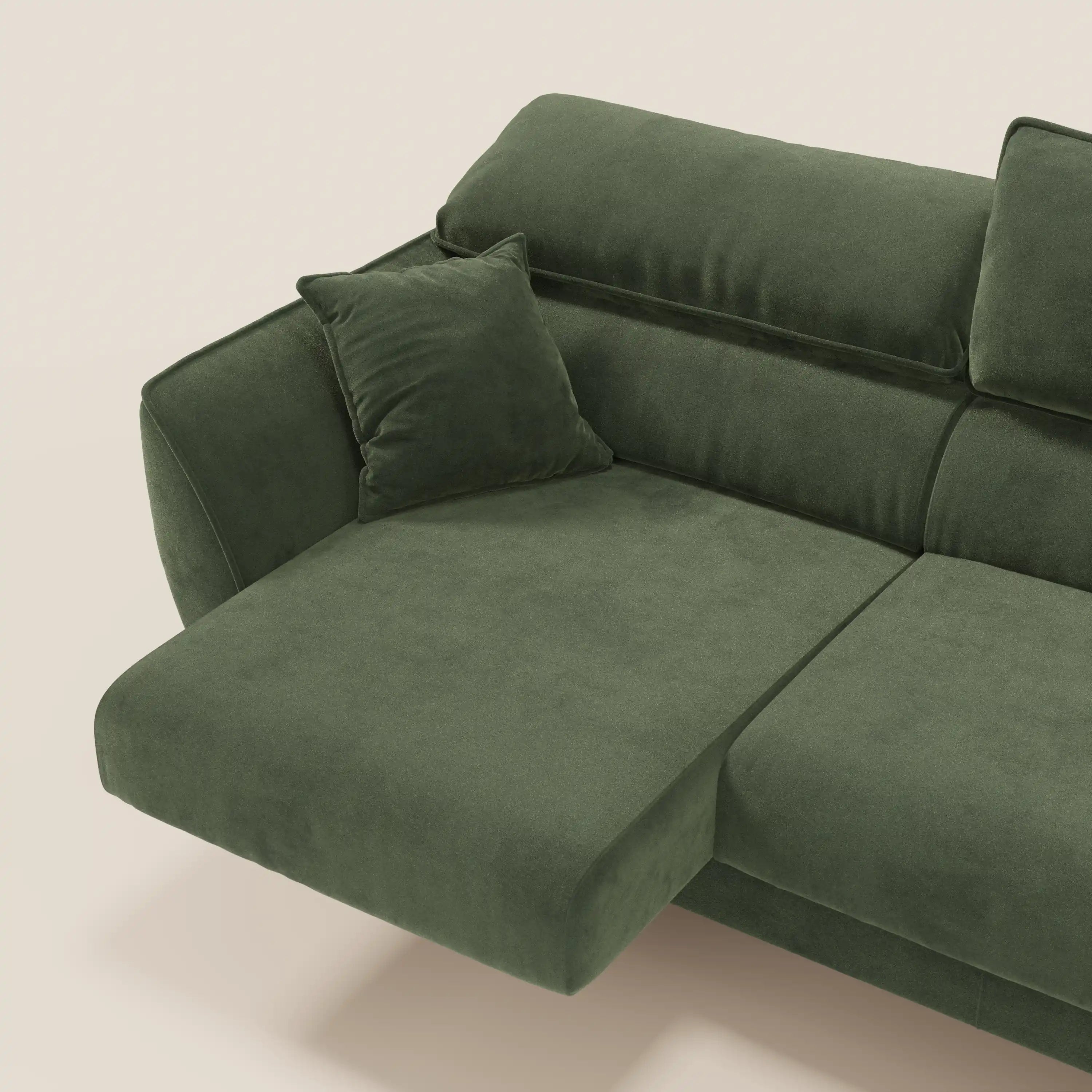 Michelangelo Divano Angolare con Penisola e Sedute Estensibili - Poggiatesta reclinabili in raffinato tessuto smacchiabile effetto vellutino T30 - divani.store