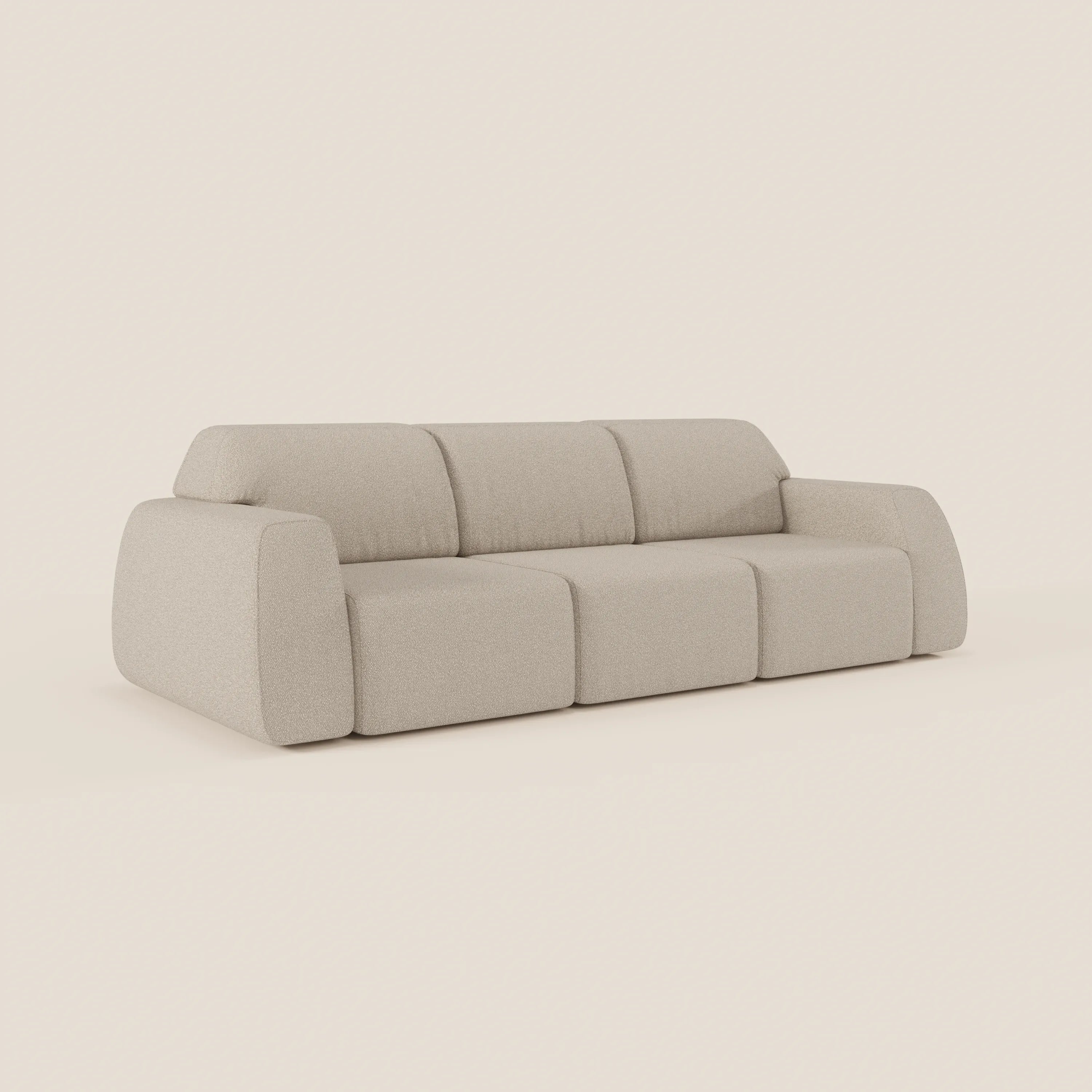 Orbit divano con 3 sedute scorrevoli e allungabili in tessuto effetto cotone smacchiabile T33 - divani.store