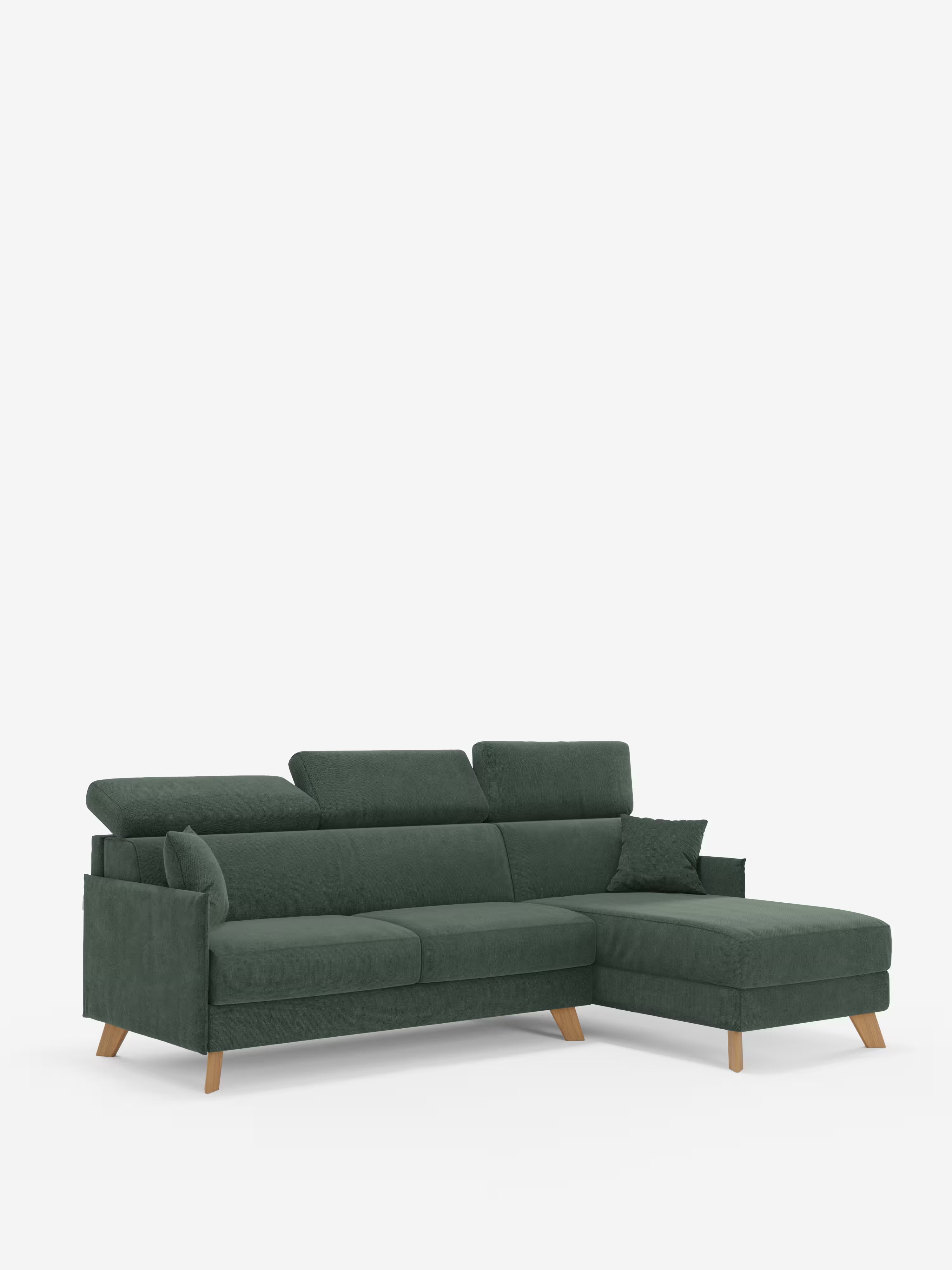 Sole Canapé d'angle convertible avec chaise longue avec coffre et têtières inclinables - tissu détachable T23