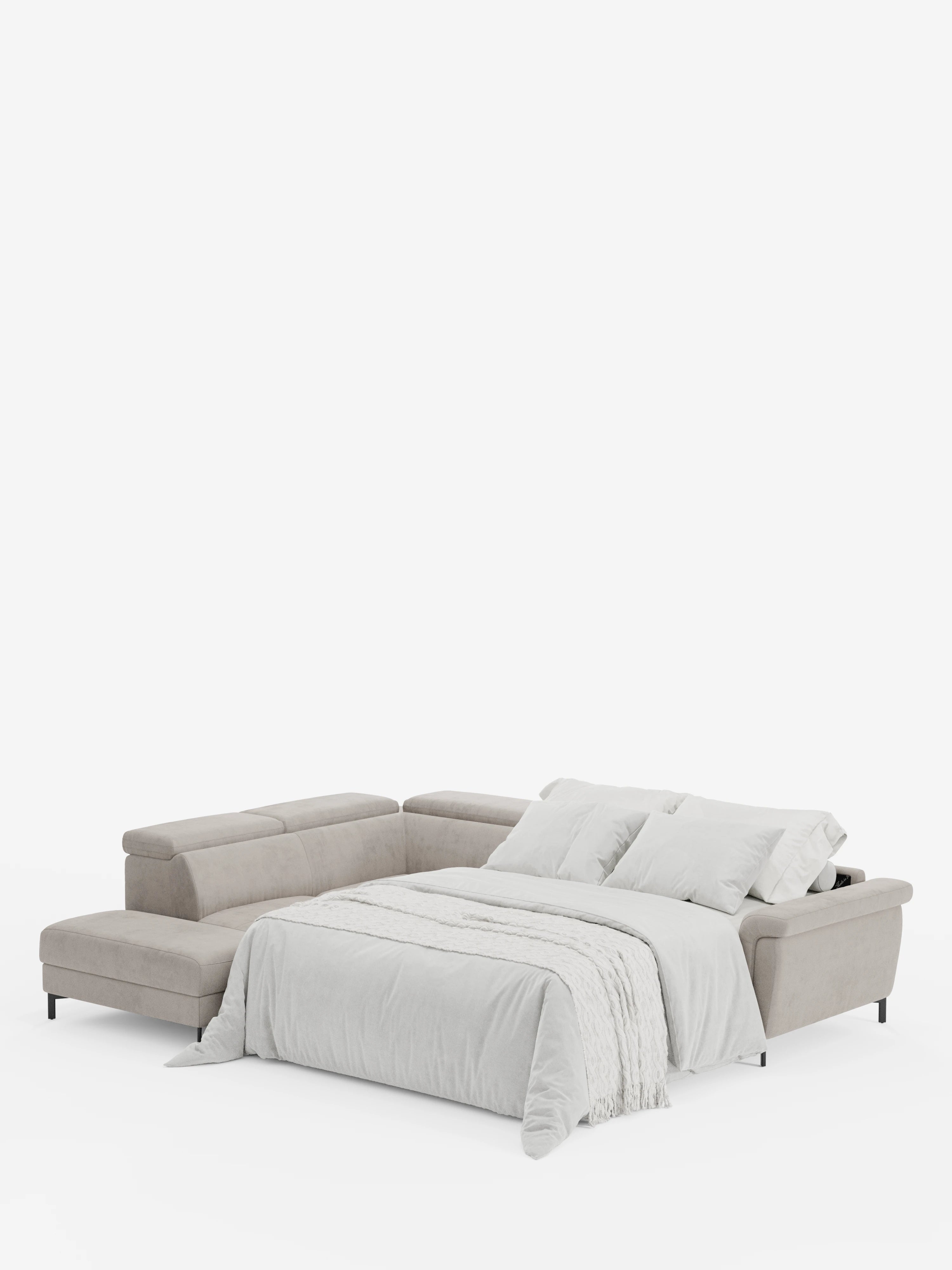 Capri canapé d'angle convertible avec Têtières Réglables et Matelas haute performance en Tissu Effet Velours Détachable T30