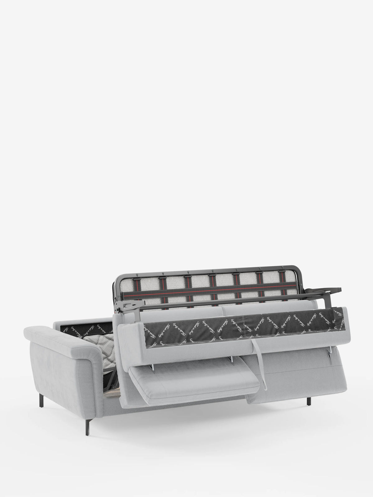 Capri canapé convertible design avec pieds hauts - têtières réglables en tissu raffiné effet velours détachable T30