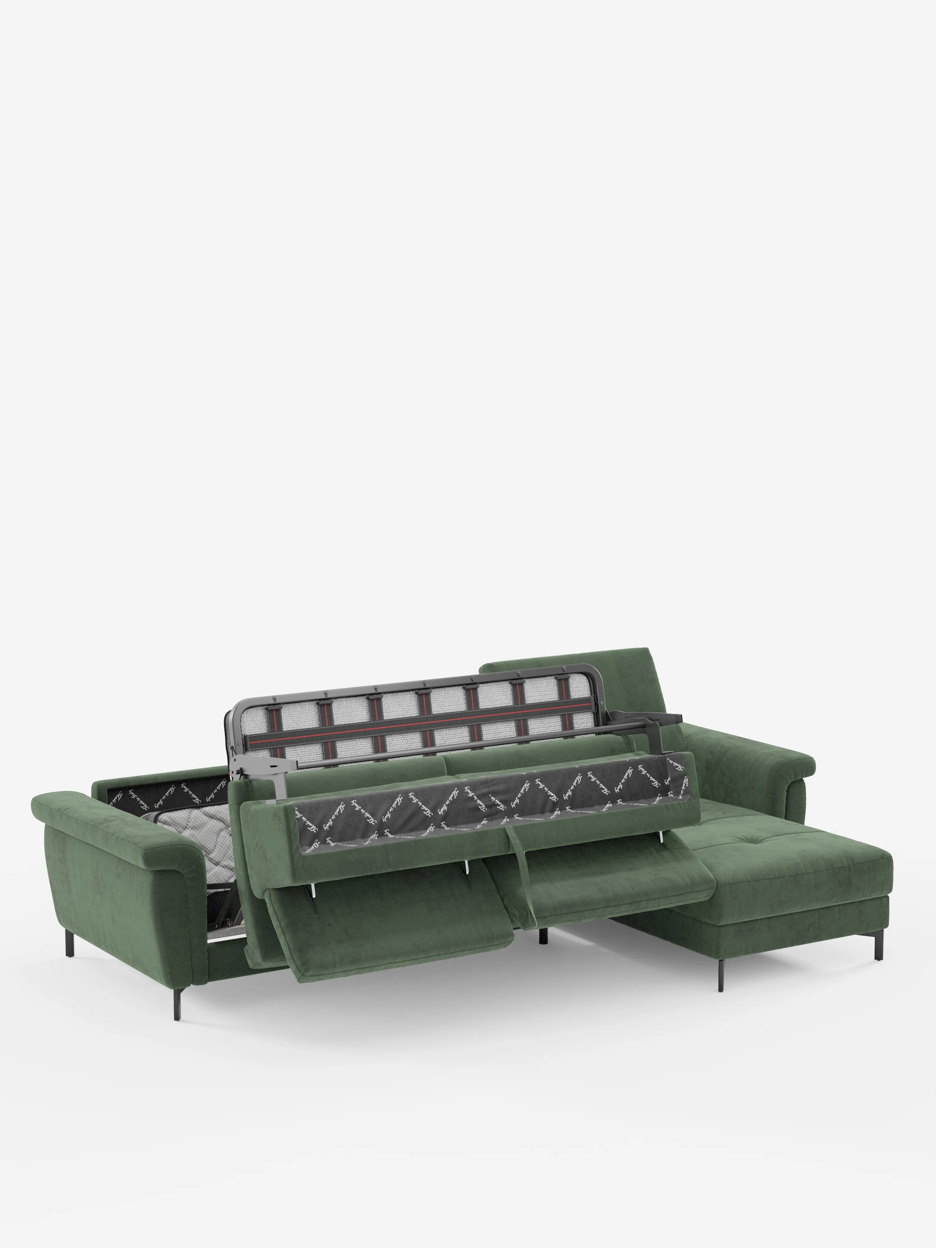 Capri canapé convertible avec méridienne coffre et têtières réglables - Tissu Effet Velours Détachable T30