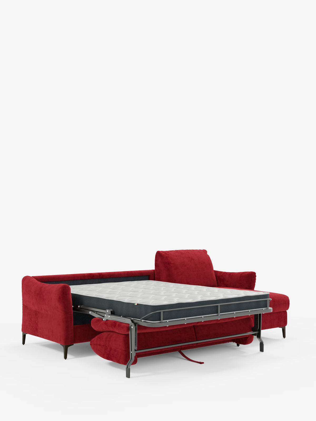 Dalia canapé-lit avec méridienne coffre de rangement et matelas de 18 cm de hauteur - pieds hauts et tissu anti-taches T30