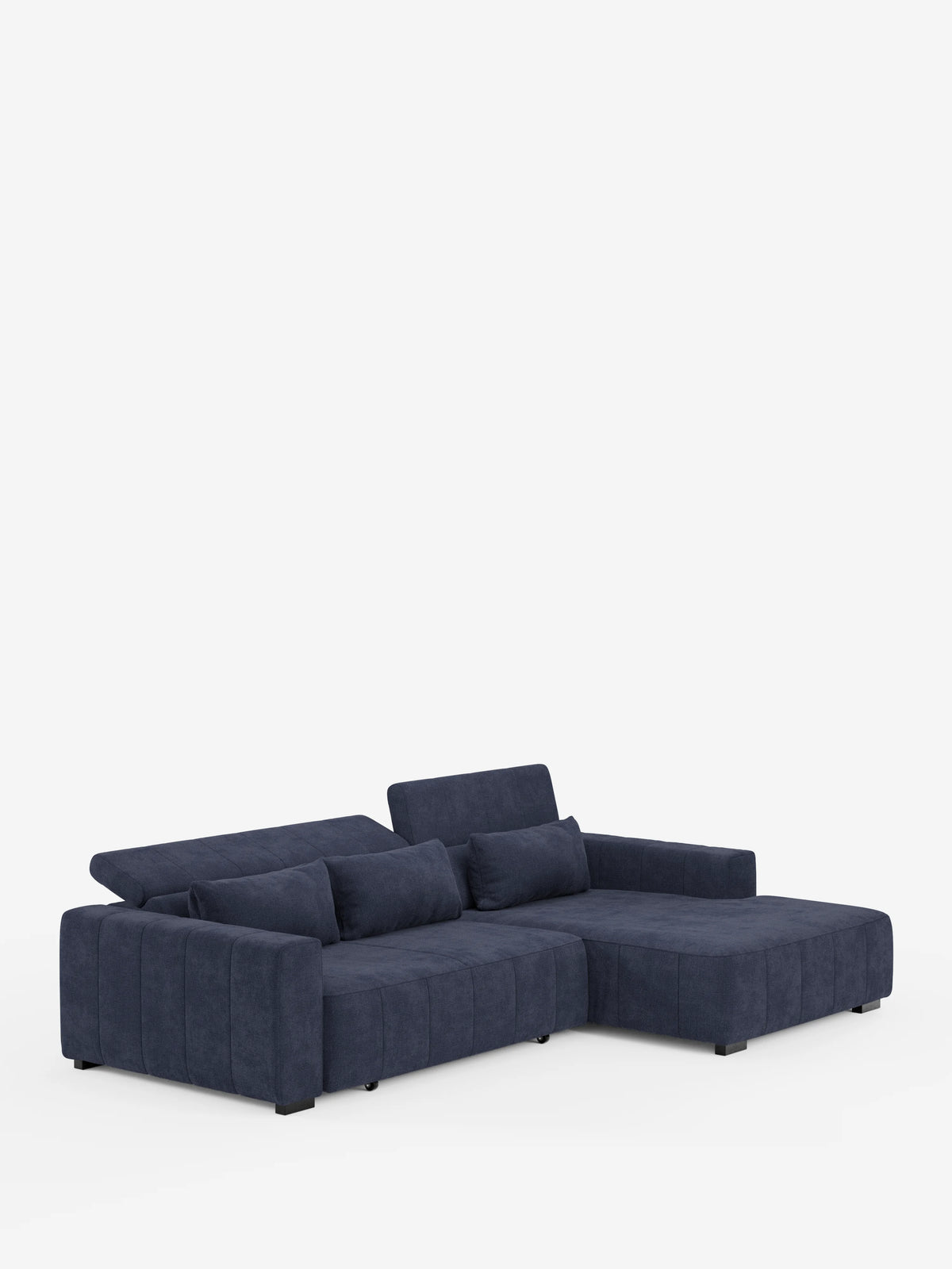 Doric Canapé d’angle avec méridienne et assises extensibles avec relax électrique - appuie-têtes inclinables en tissu anti-taches T23