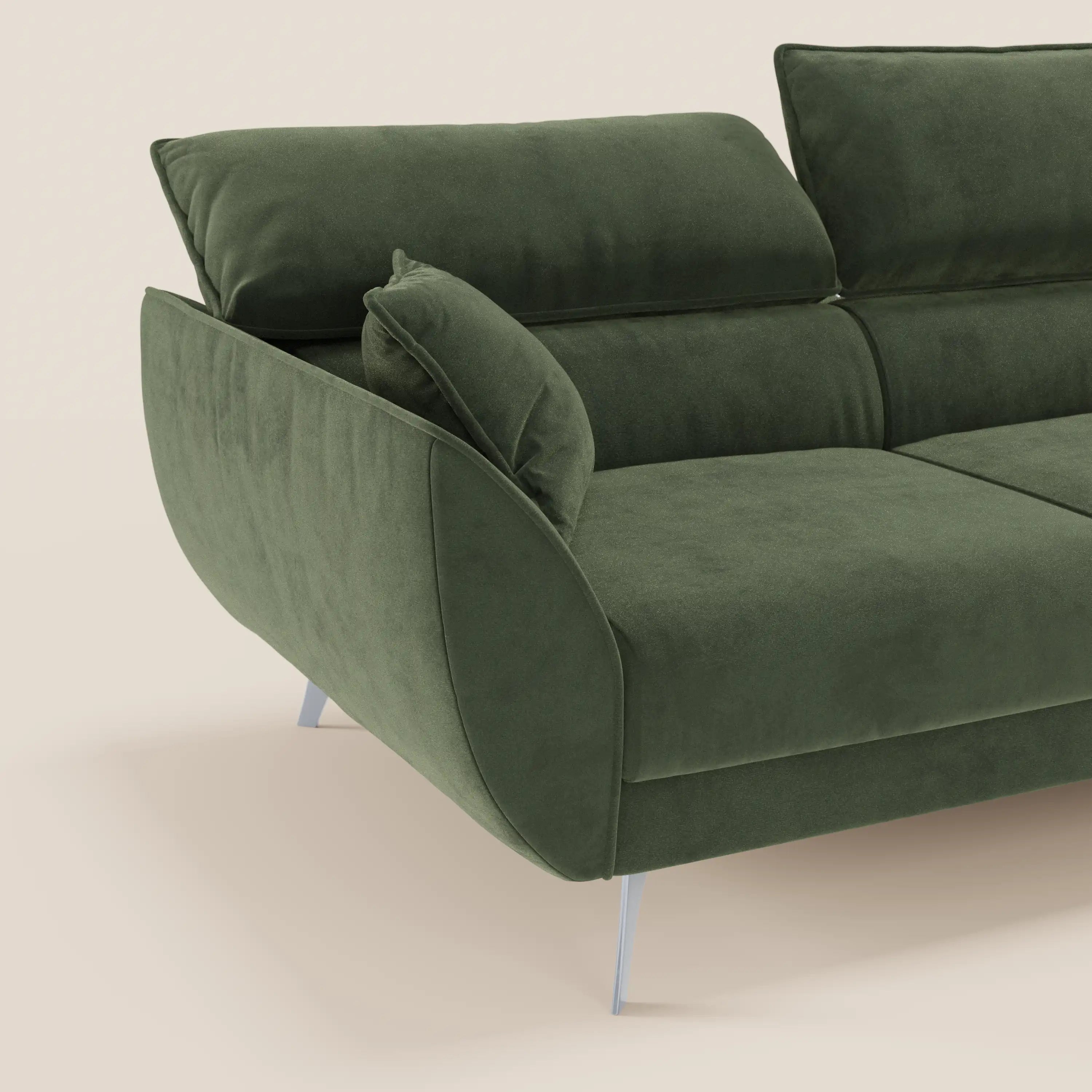 Michelangelo Divano Angolare con Penisola e Sedute Estensibili - Poggiatesta reclinabili in raffinato tessuto smacchiabile effetto vellutino T30 - divani.store