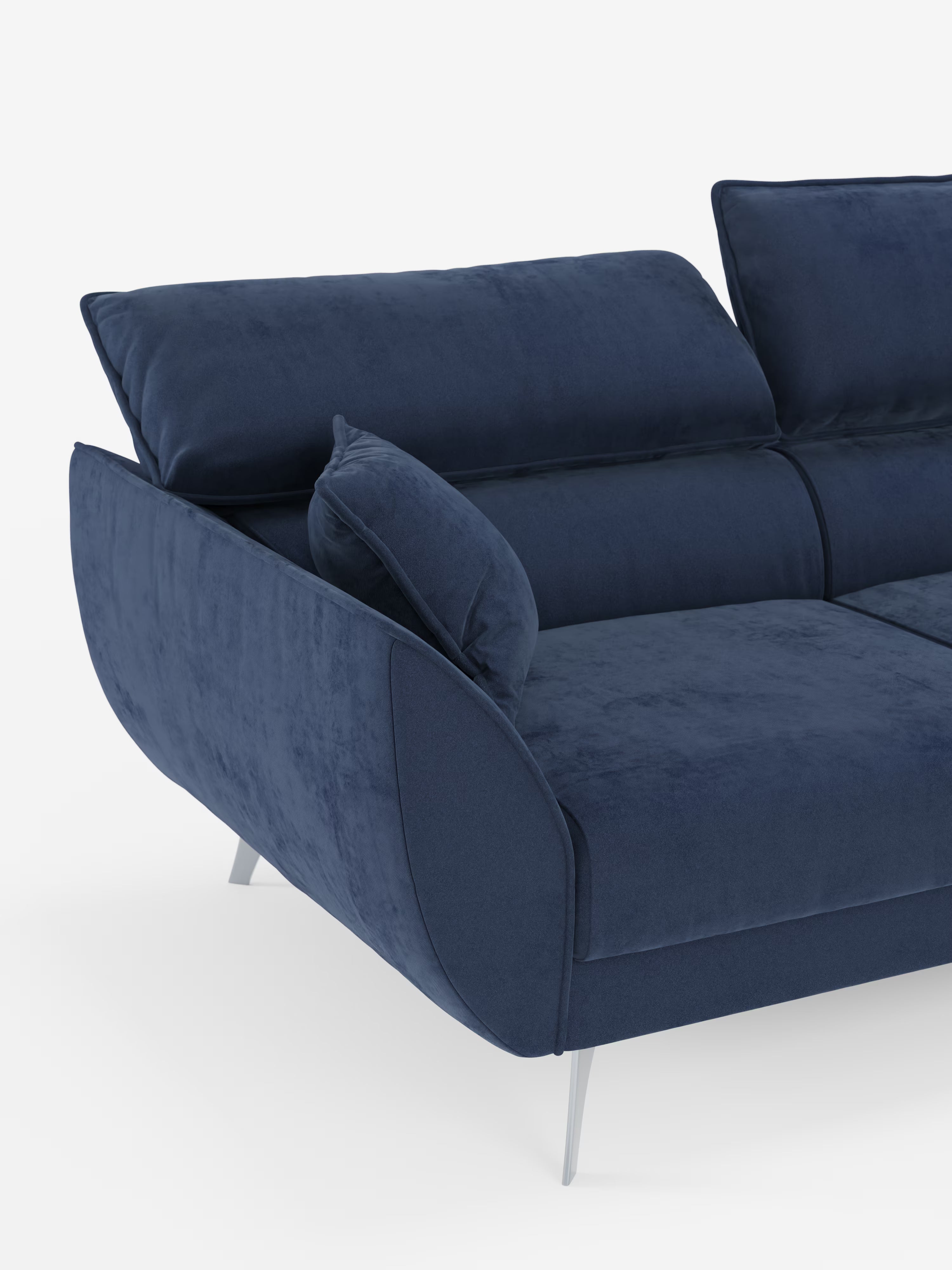 Michelangelo Canapé d'angle avec chaise longue et assises coulissantes - têtières réglables en tissu raffiné détachable effet velouté T30