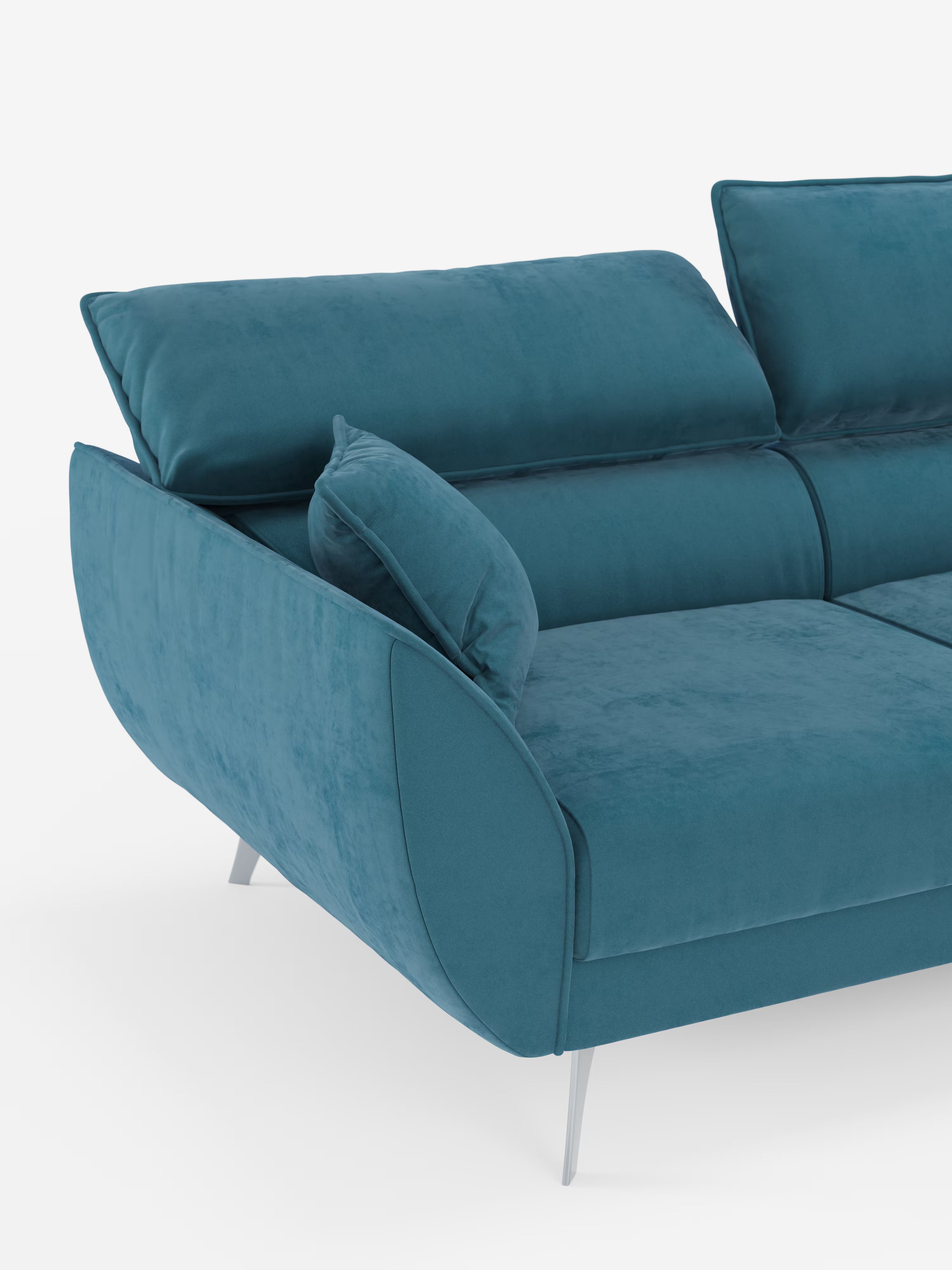 Michelangelo Canapé d'angle avec chaise longue et assises coulissantes - têtières réglables en tissu raffiné détachable effet velouté T30