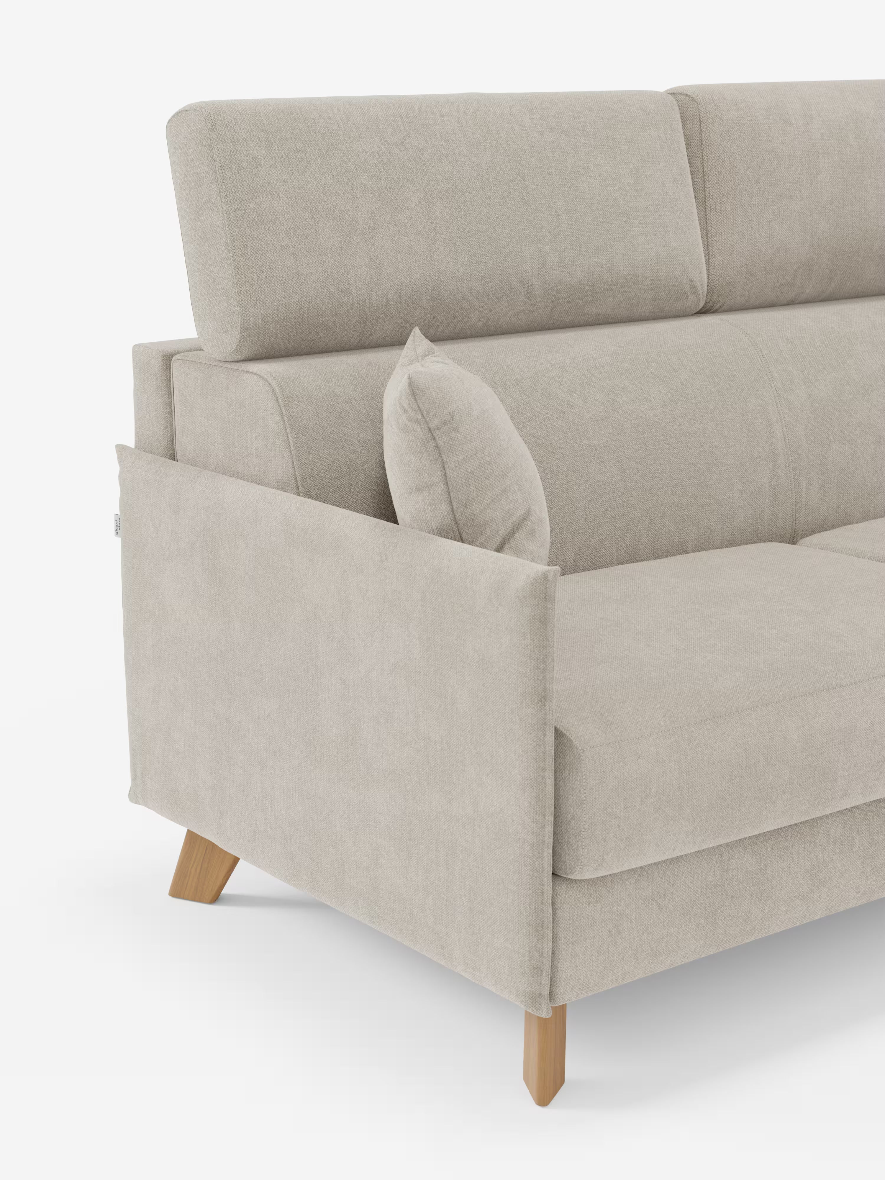 Sole canapé-lit double au design compact – appuie-têtes inclinables et 100% déhoussable en tissu anti-taches T23