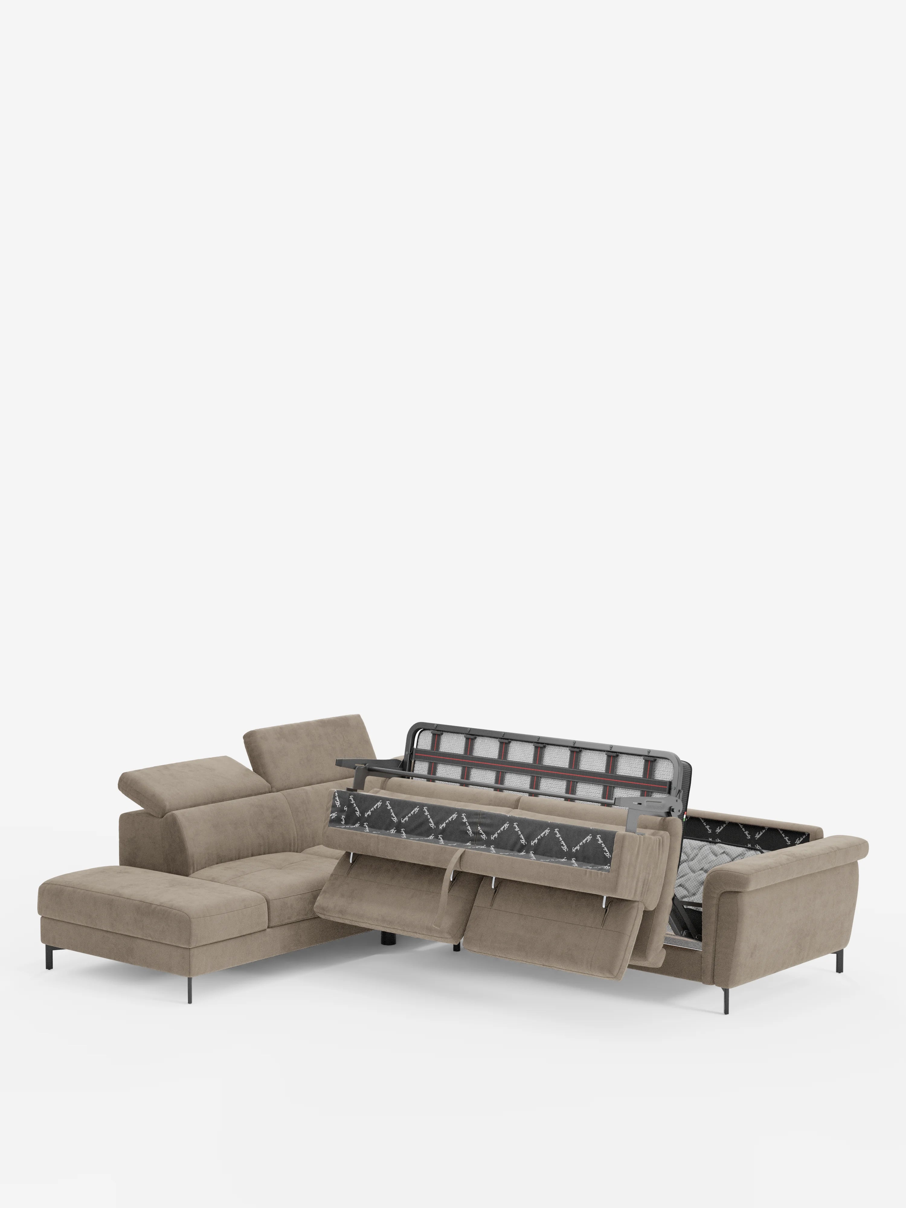 Capri canapé d'angle convertible avec Têtières Réglables et Matelas haute performance en Tissu Effet Velours Détachable T30
