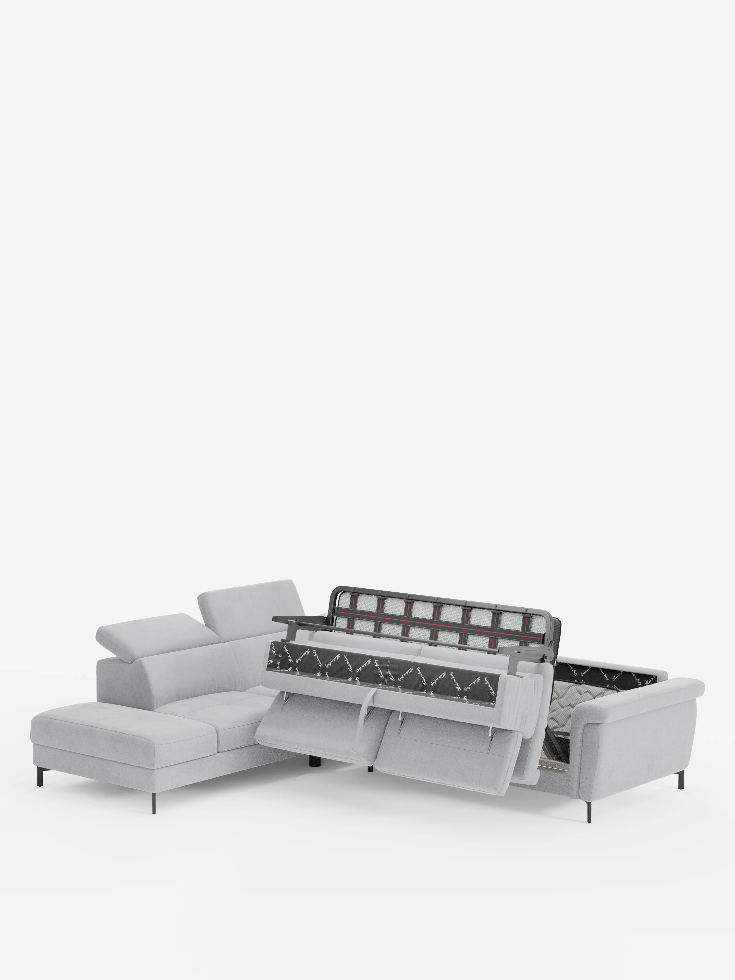 Capri canapé d'angle convertible avec Têtières Réglables et Matelas haute performance en Tissu Effet Velours Détachable T30
