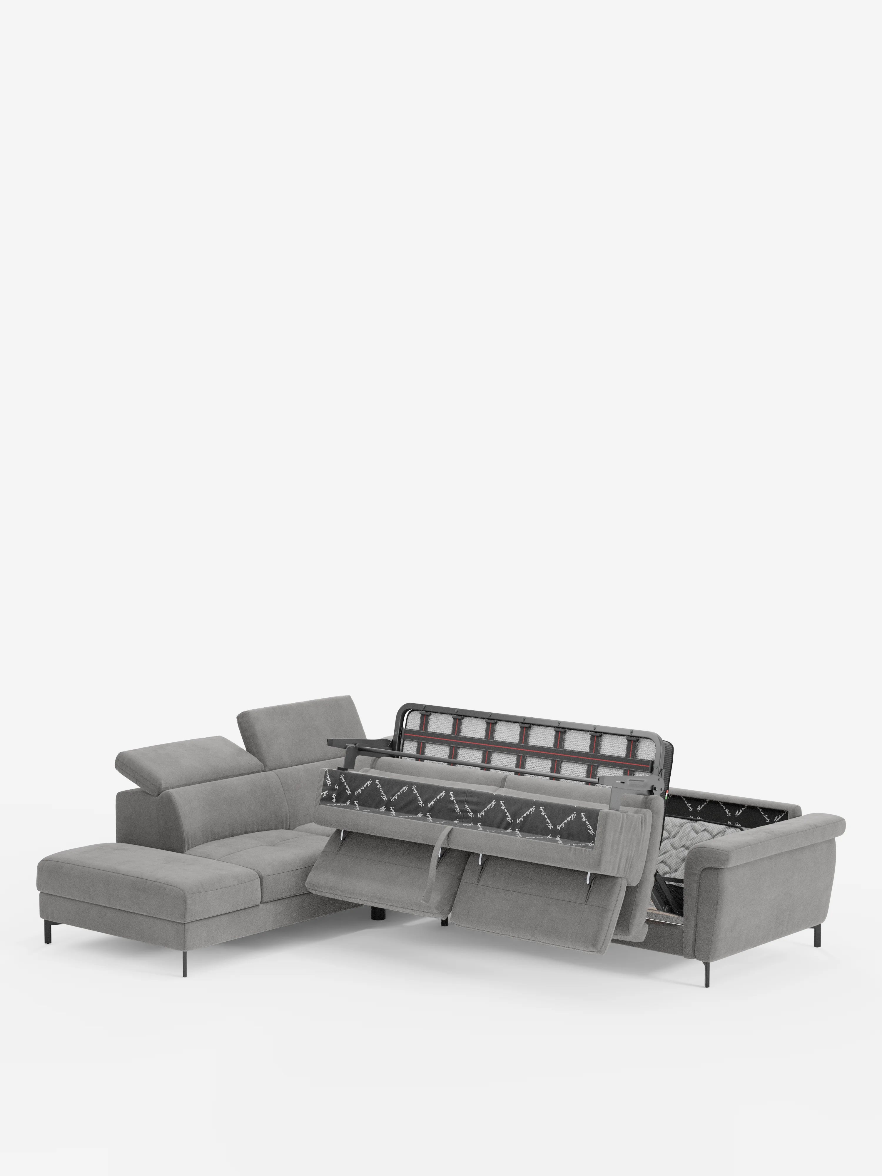 Capri canapé d'angle convertible avec Têtières Réglables et Matelas haute performance en Tissu Effet Velours Détachable T30